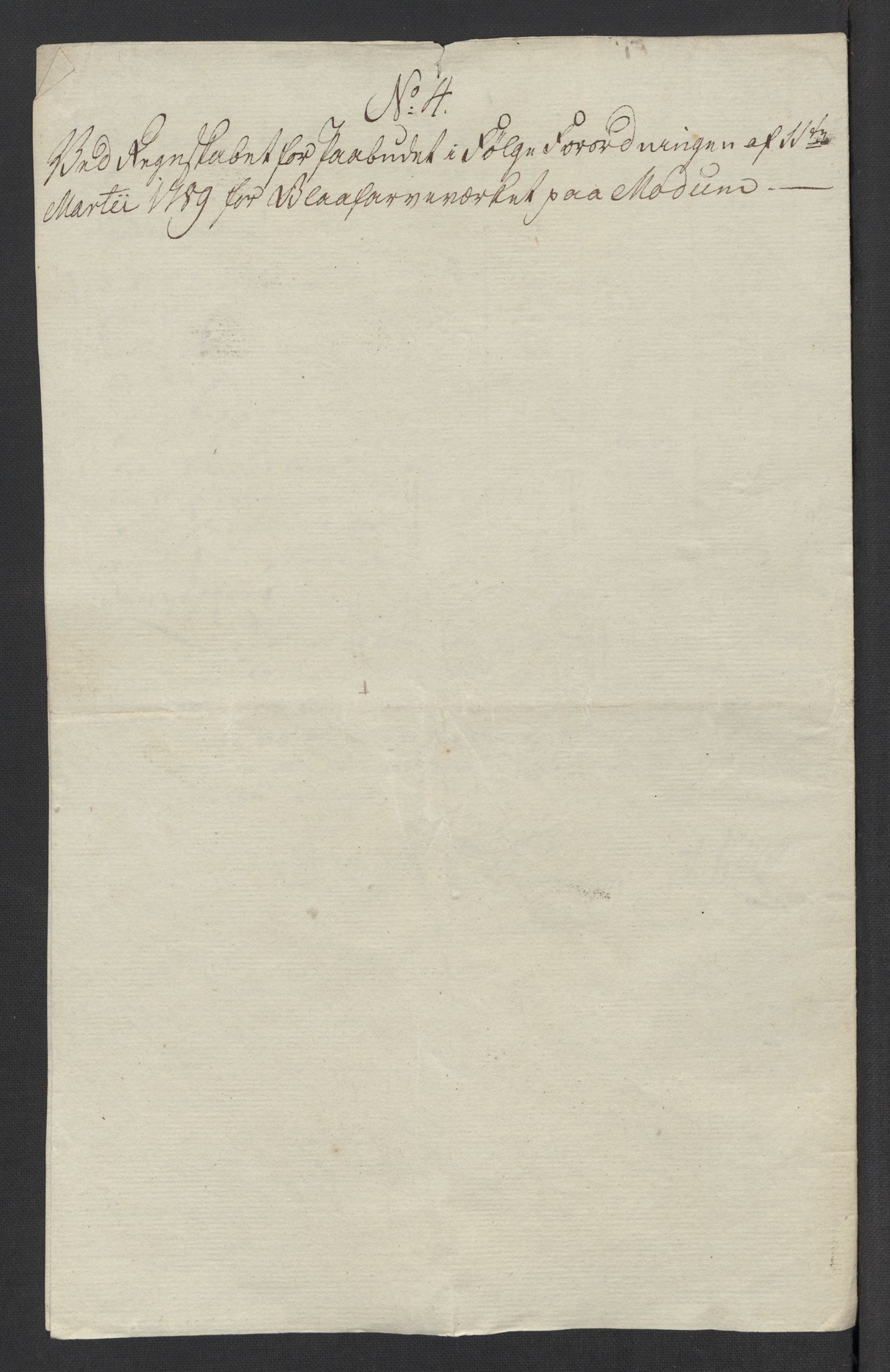 Rentekammeret inntil 1814, Reviderte regnskaper, Mindre regnskaper, RA/EA-4068/Rf/Rfe/L0024: Modum Blåfarvevverk, Molde, Moss, 1789, p. 7