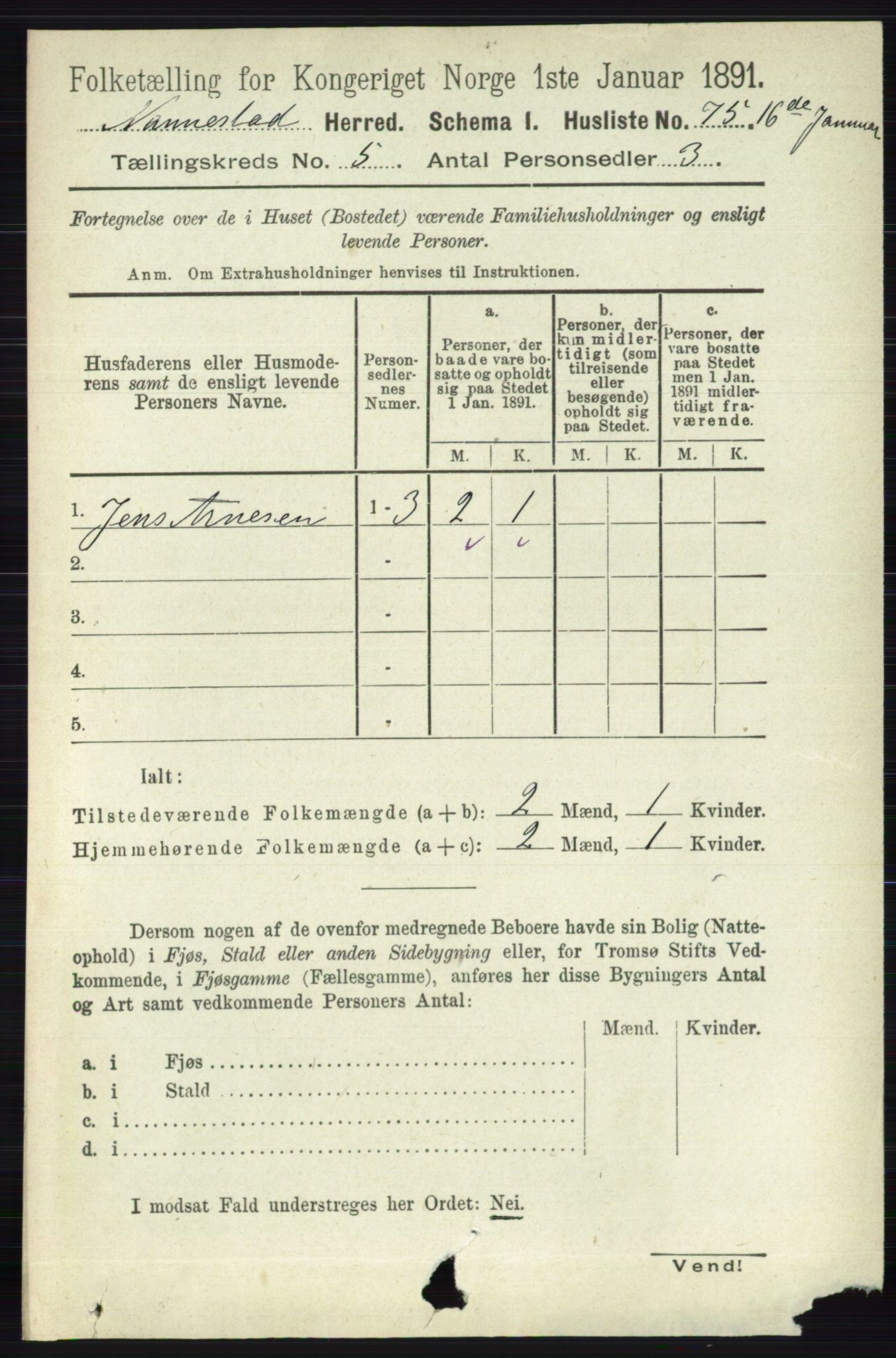 RA, 1891 census for 0238 Nannestad, 1891, p. 2598