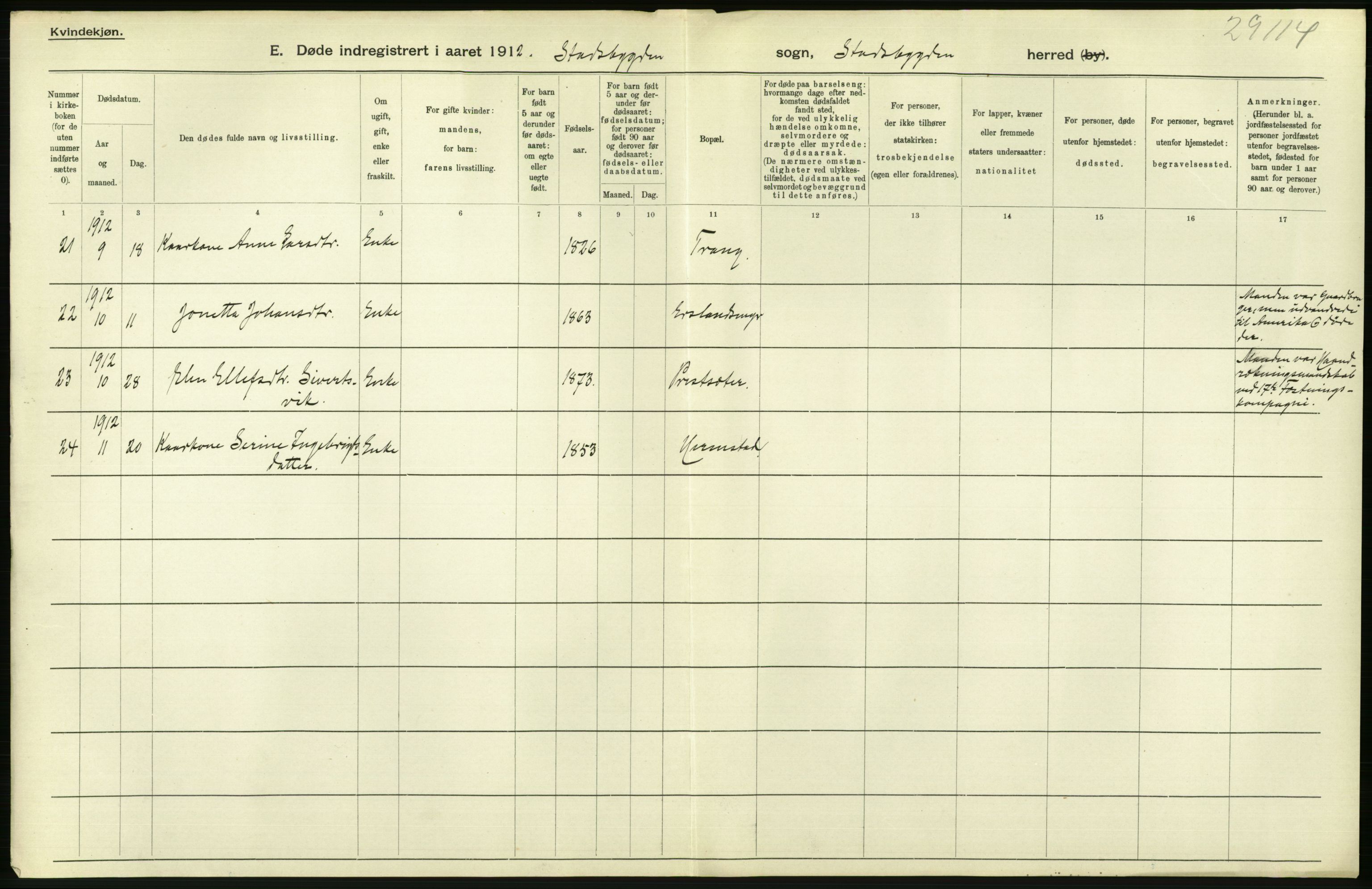 Statistisk sentralbyrå, Sosiodemografiske emner, Befolkning, AV/RA-S-2228/D/Df/Dfb/Dfbb/L0042: S. Trondhjems amt: Døde. Bygder., 1912, p. 8