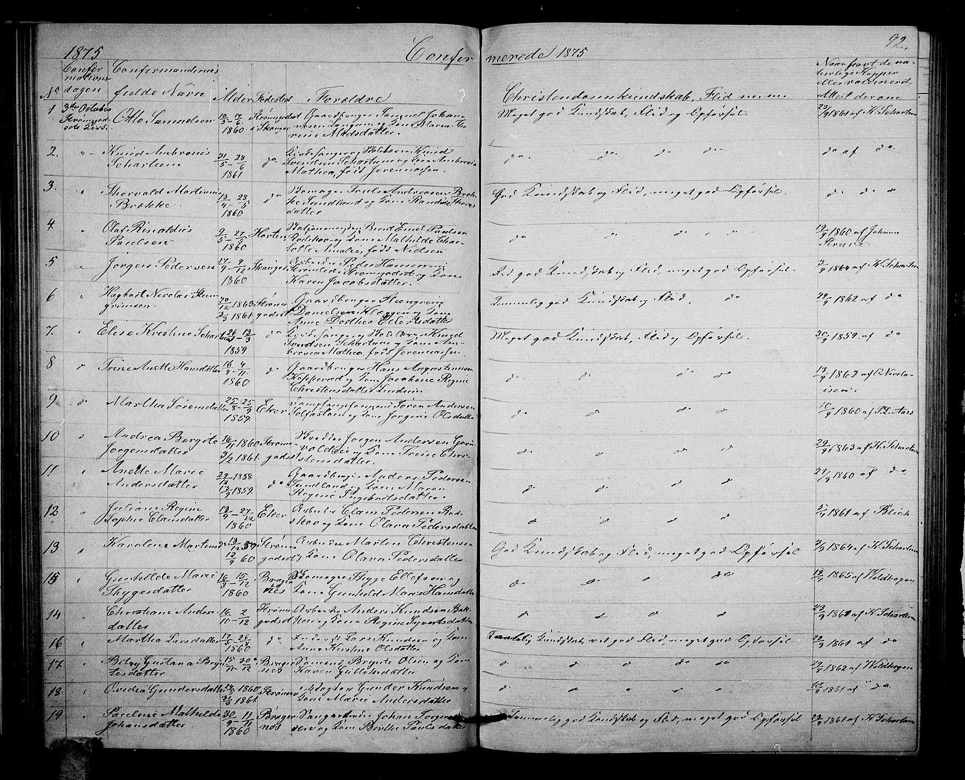 Strømsgodset kirkebøker, AV/SAKO-A-324/G/Ga/L0001: Parish register (copy) no. 1, 1860-1884, p. 92