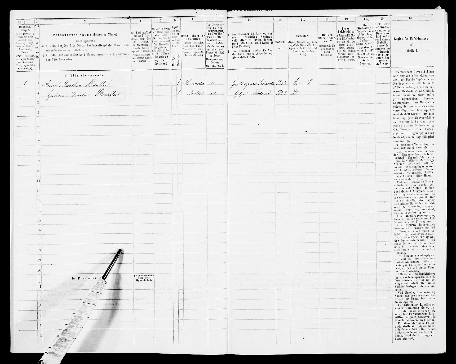 SAK, 1875 census for 1032P Lyngdal, 1875, p. 1536