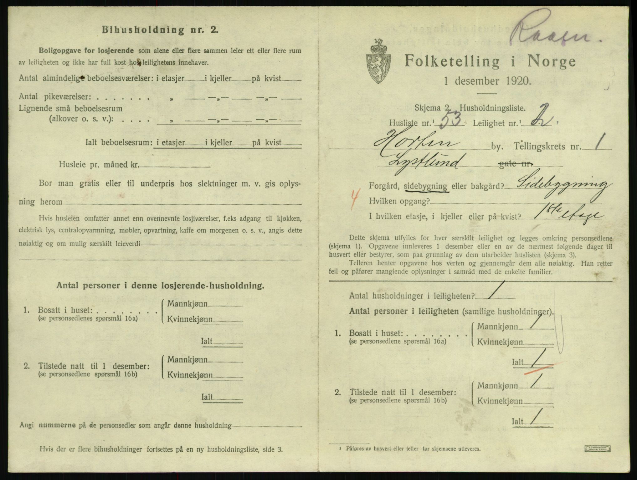 SAKO, 1920 census for Horten, 1920, p. 3141