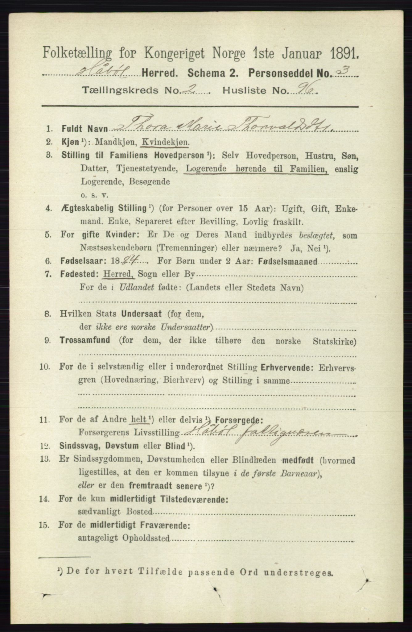 RA, 1891 census for 0138 Hobøl, 1891, p. 1577