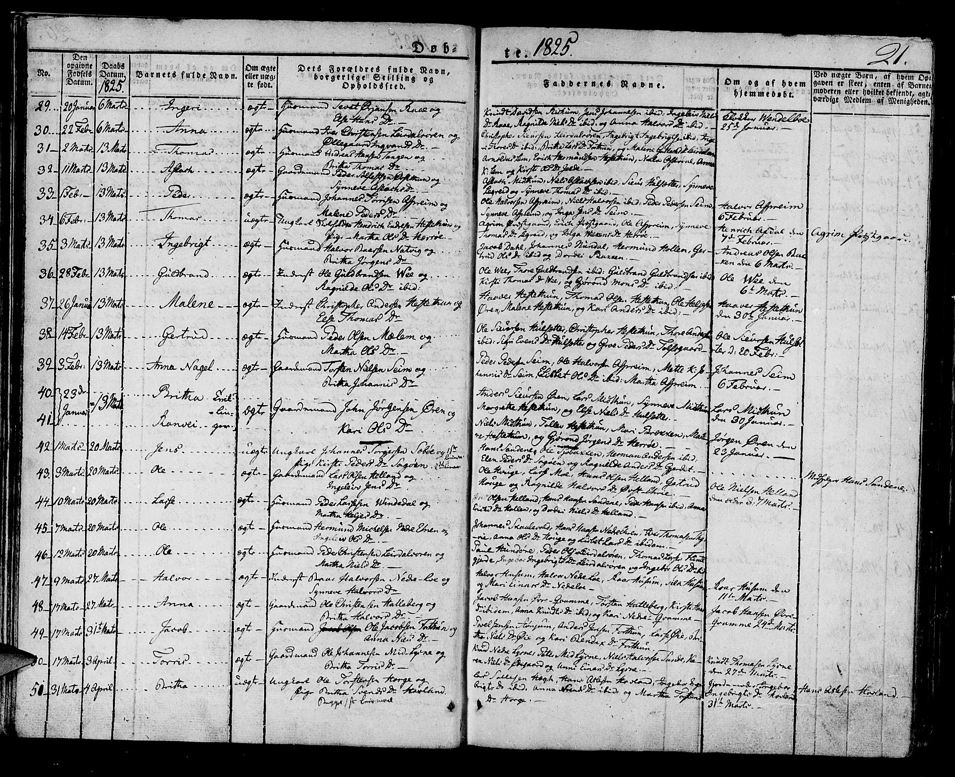 Lærdal sokneprestembete, AV/SAB-A-81201: Parish register (official) no. A 5, 1822-1834, p. 21