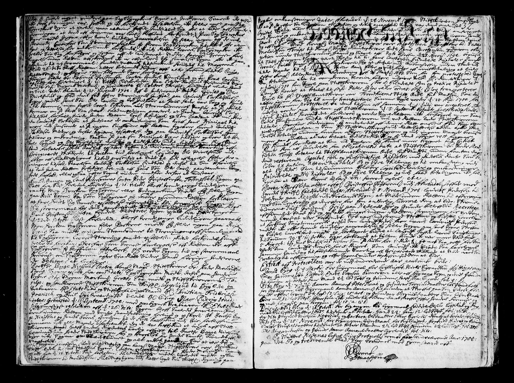 Nedenes sorenskriveri før 1824, SAK/1221-0007/F/Fa/L0012: Tingbok med register nr 7b, 1704-1706, p. 31b-32a