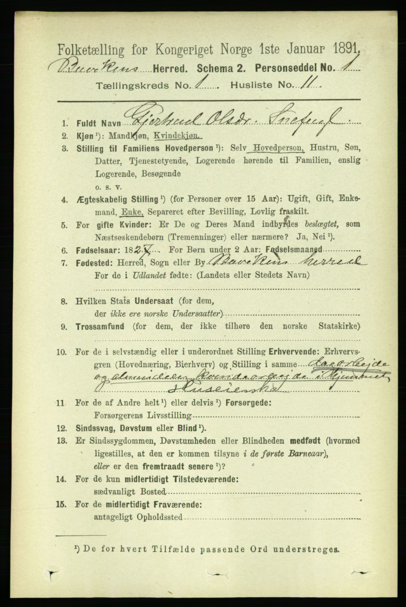 RA, 1891 census for 1656 Buvik, 1891, p. 144