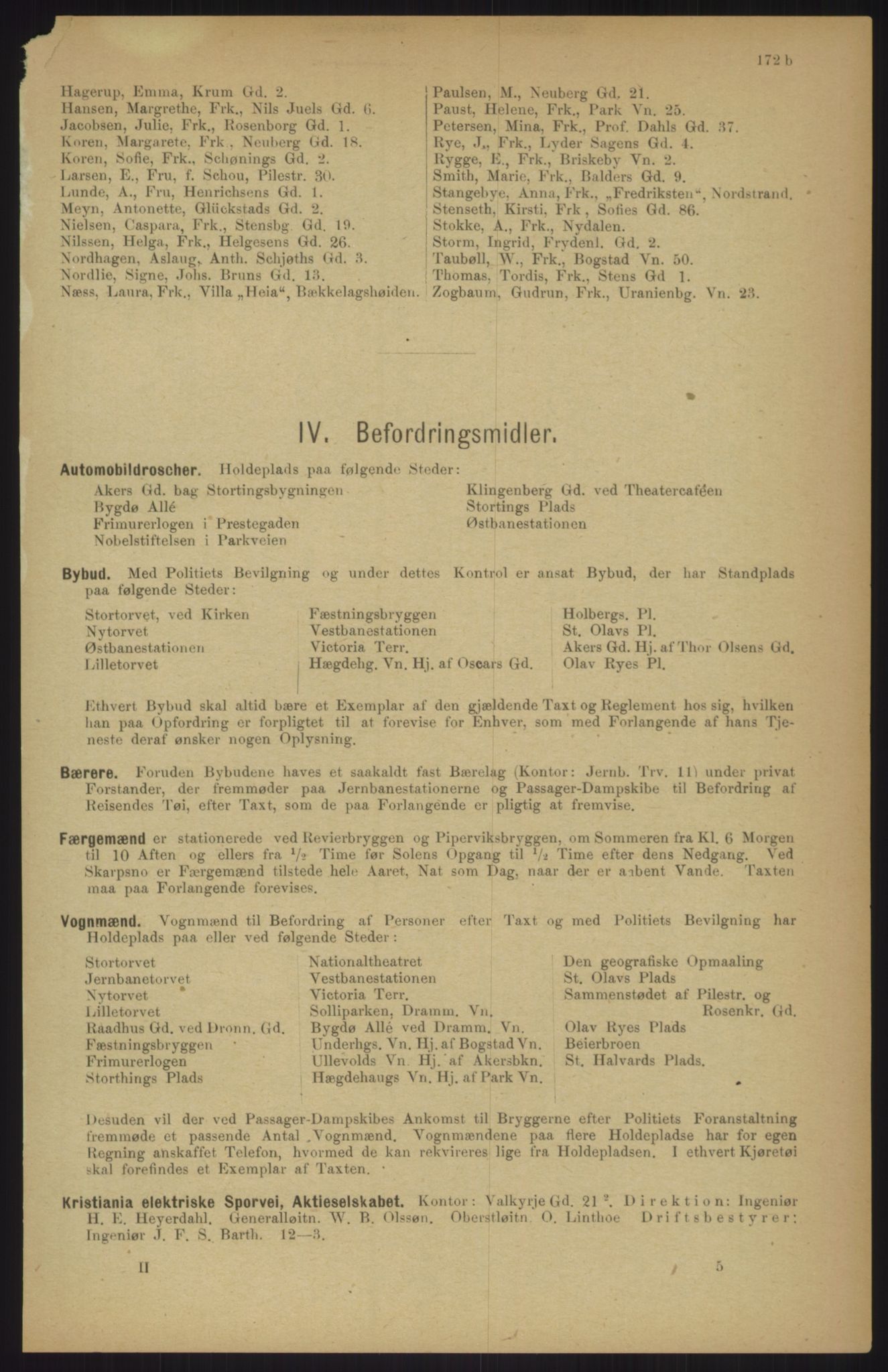 Kristiania/Oslo adressebok, PUBL/-, 1911, p. 172