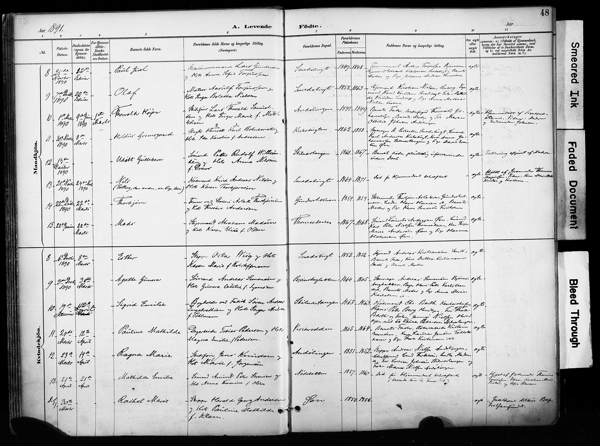 Kragerø kirkebøker, SAKO/A-278/F/Fa/L0013: Parish register (official) no. 13, 1887-1915, p. 48
