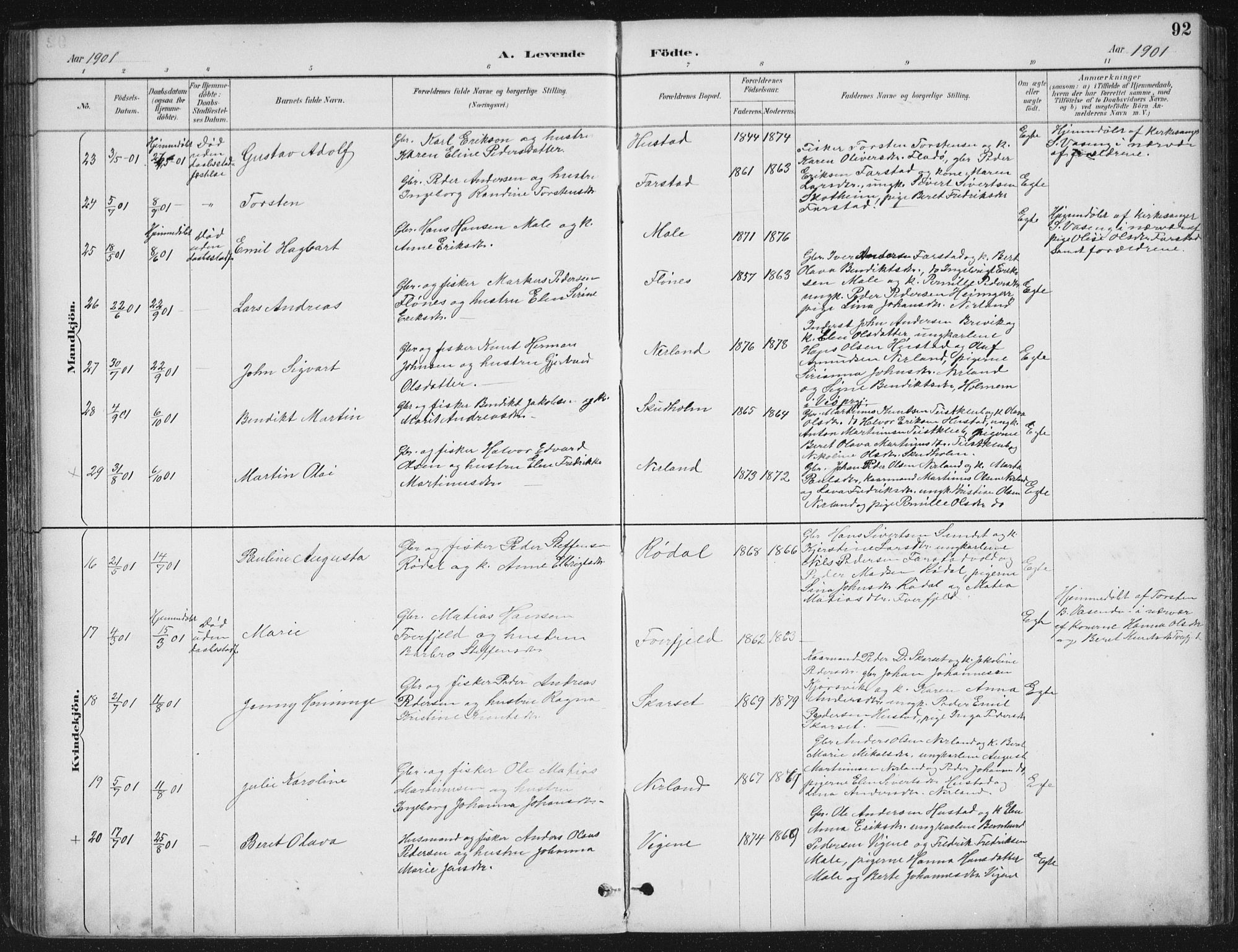 Ministerialprotokoller, klokkerbøker og fødselsregistre - Møre og Romsdal, SAT/A-1454/567/L0783: Parish register (copy) no. 567C03, 1887-1903, p. 92