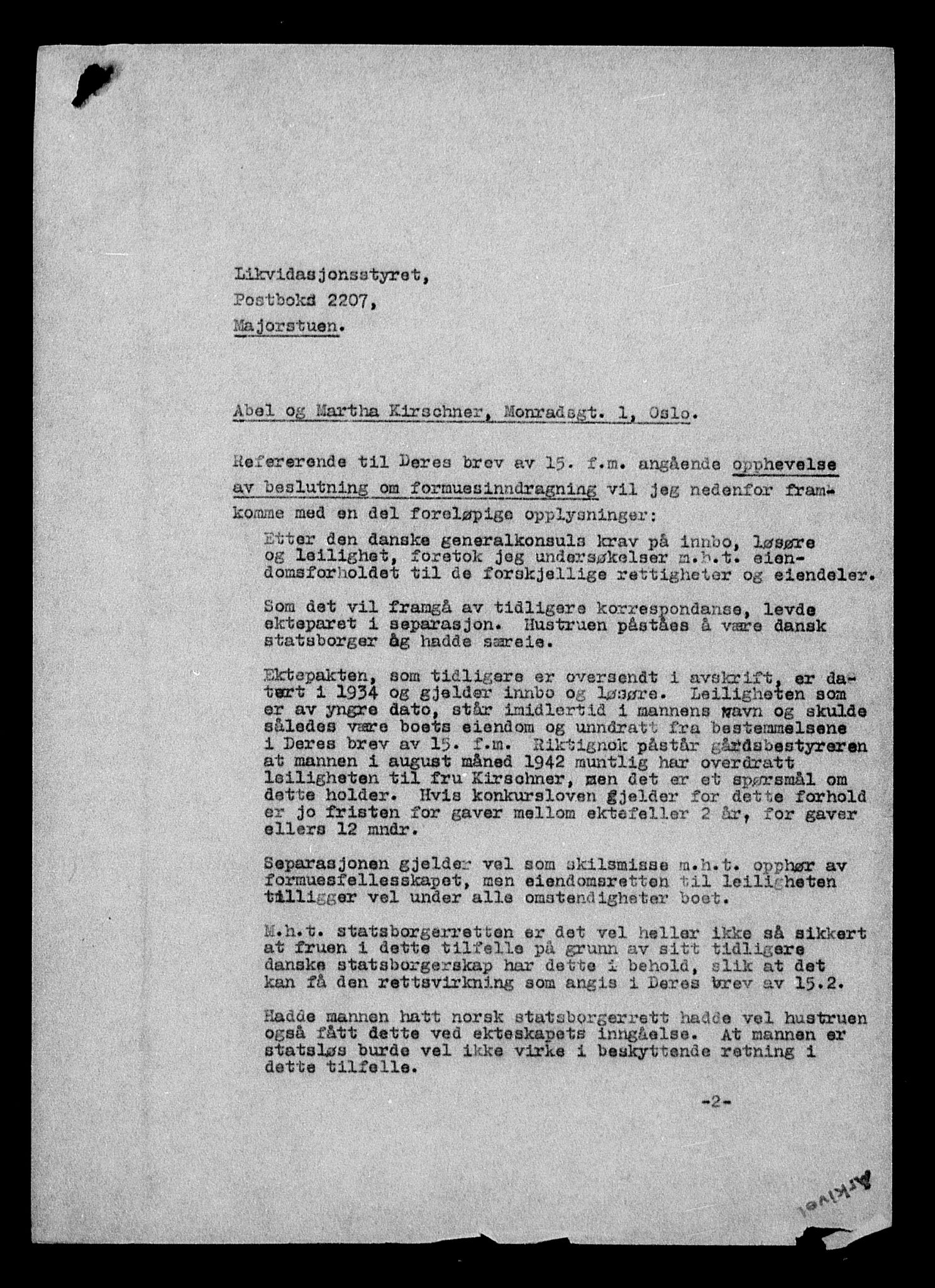 Justisdepartementet, Tilbakeføringskontoret for inndratte formuer, AV/RA-S-1564/H/Hc/Hcc/L0951: --, 1945-1947, p. 466