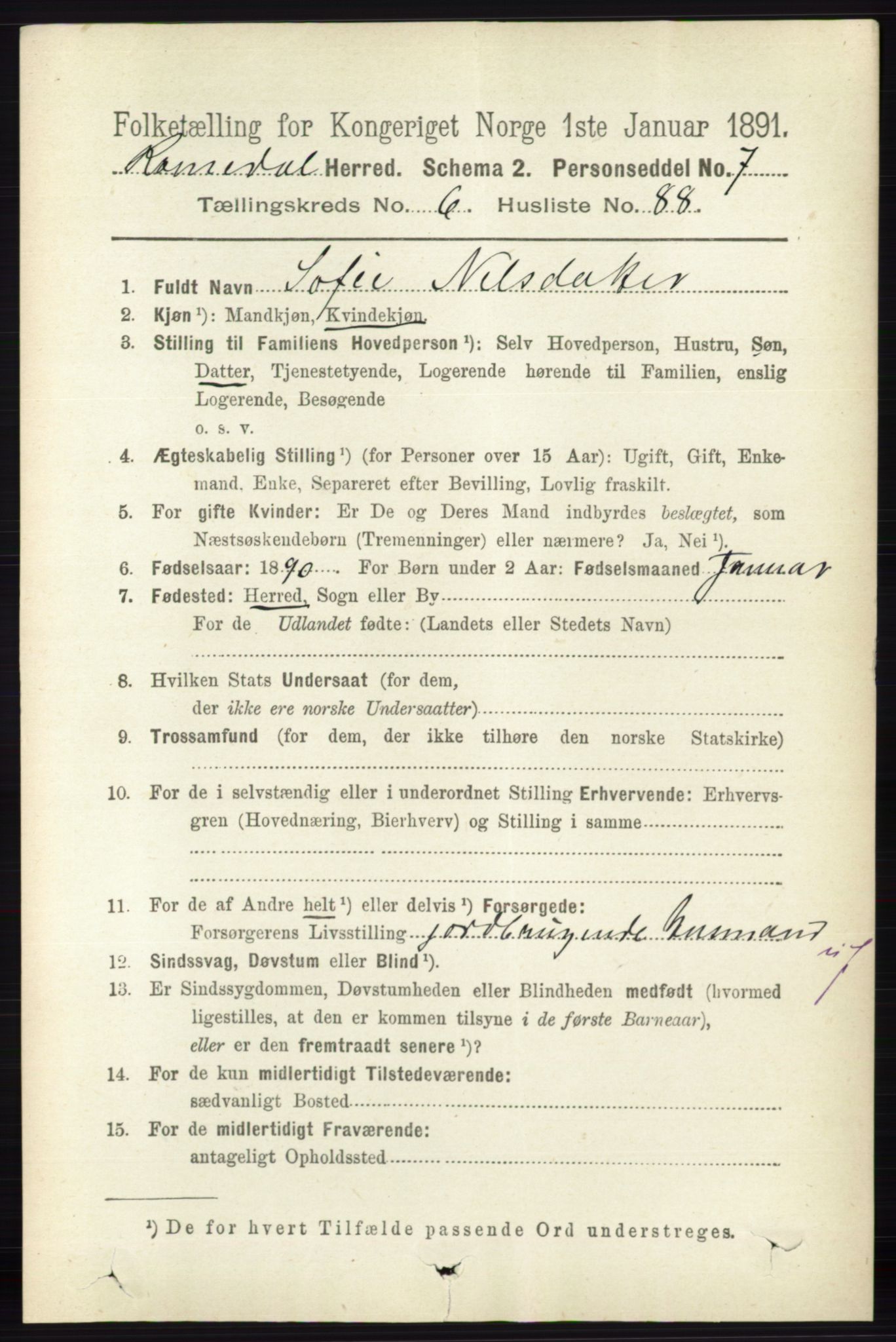 RA, 1891 census for 0416 Romedal, 1891, p. 3475