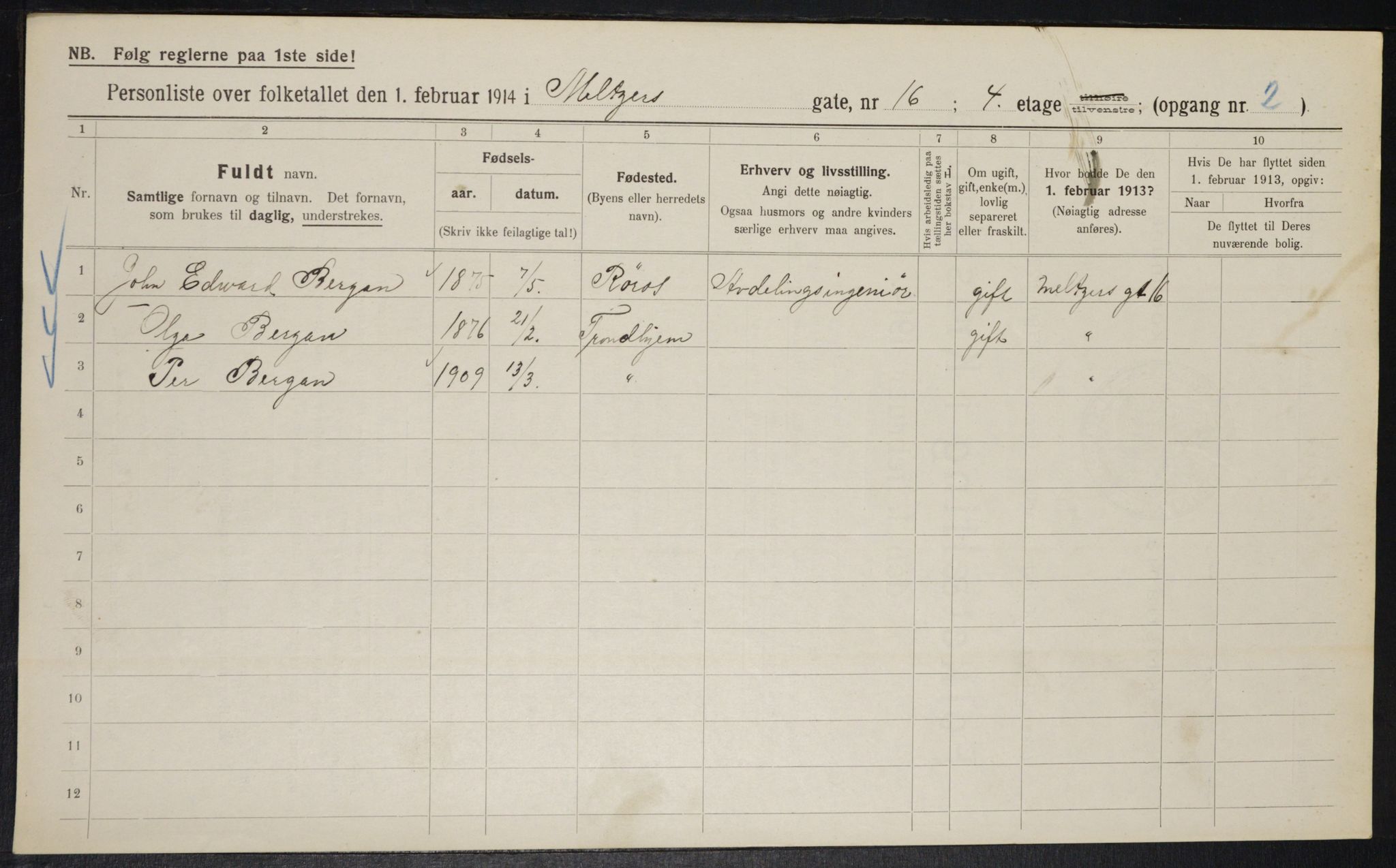 OBA, Municipal Census 1914 for Kristiania, 1914, p. 65260