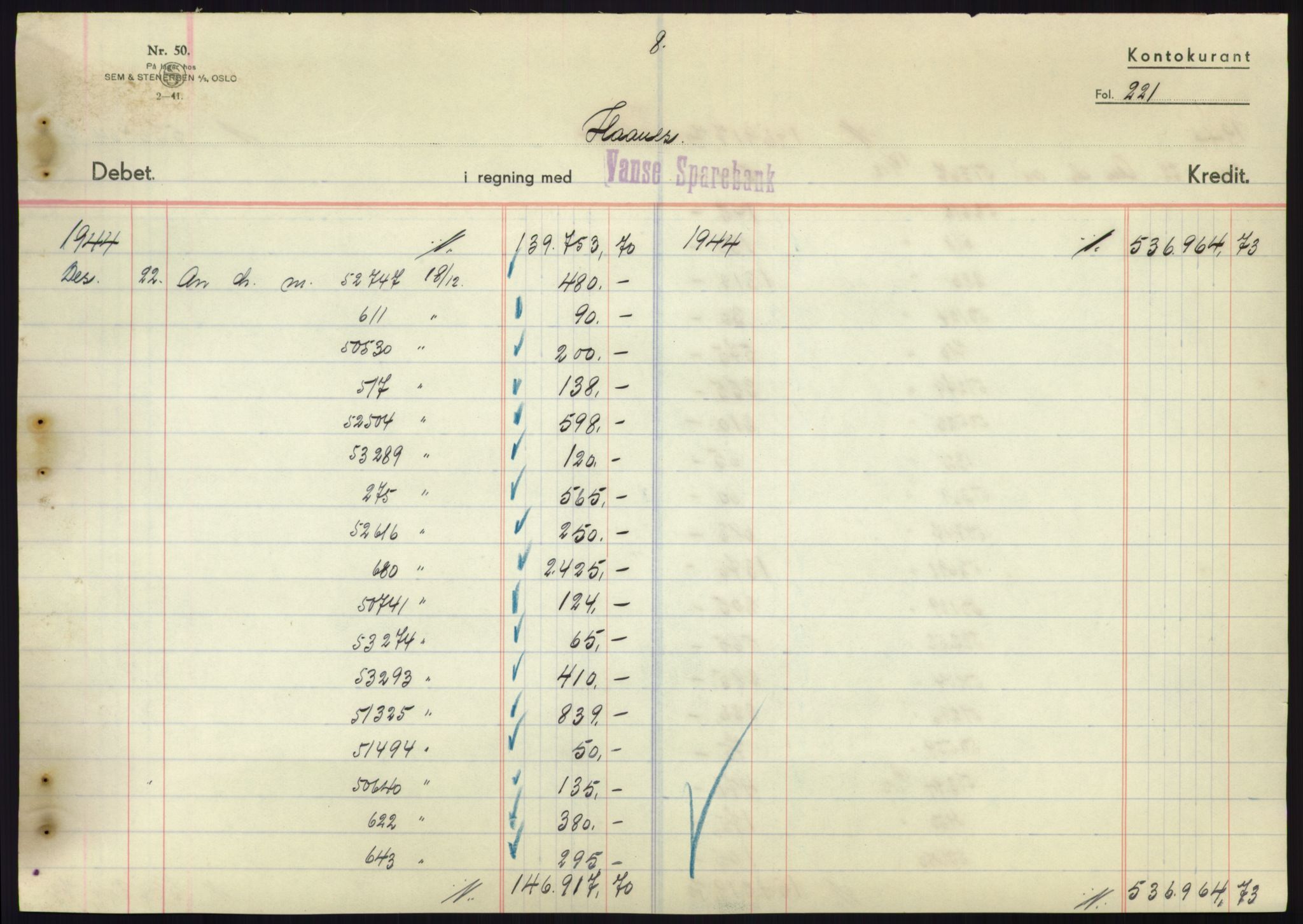 Forsvarsdepartementet, 10. kontor / Oppgjørskontoret, AV/RA-RAFA-1225/D/Db/L0180: Lista oppgjørskontor, 1942-1952, p. 1863