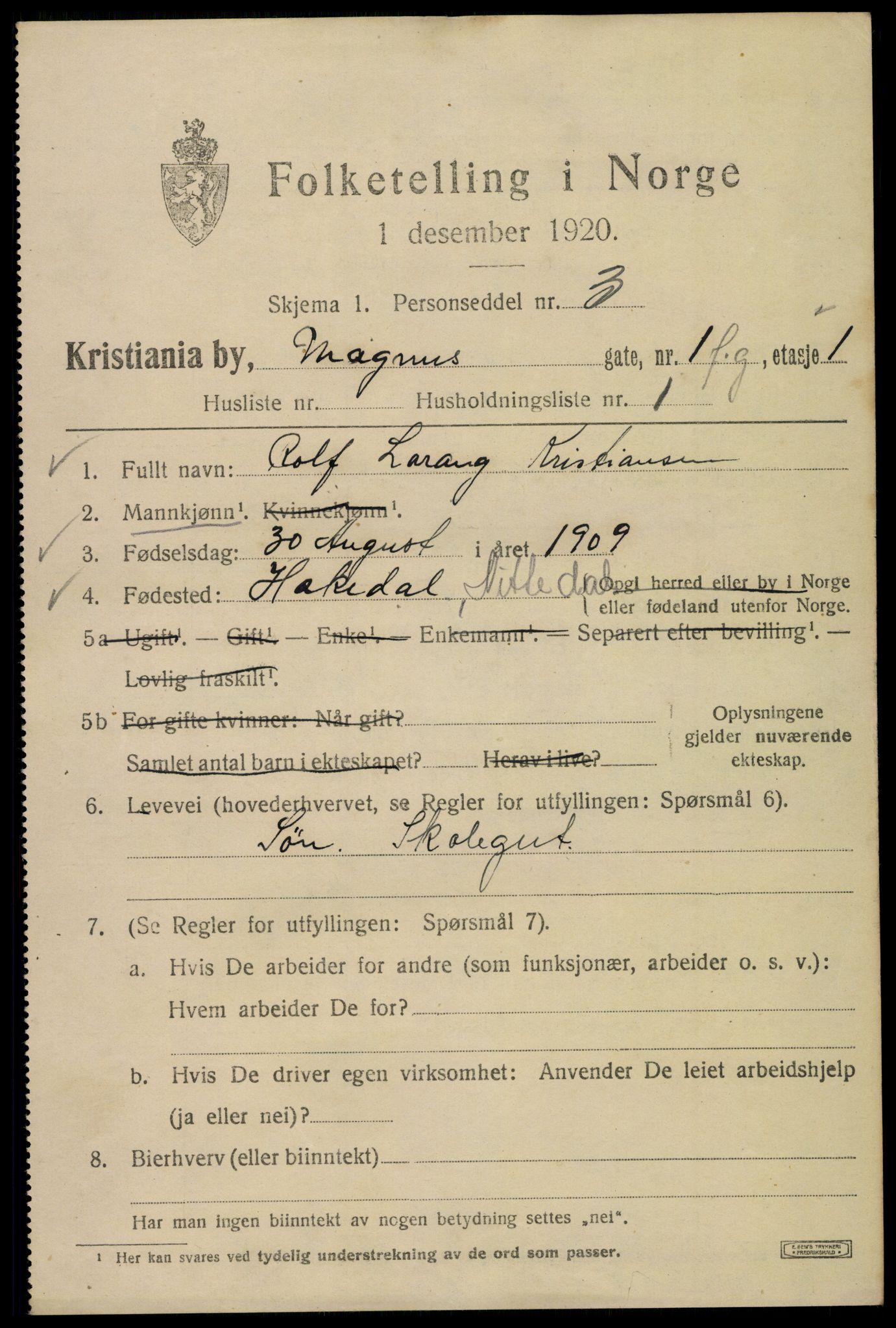 SAO, 1920 census for Kristiania, 1920, p. 369841