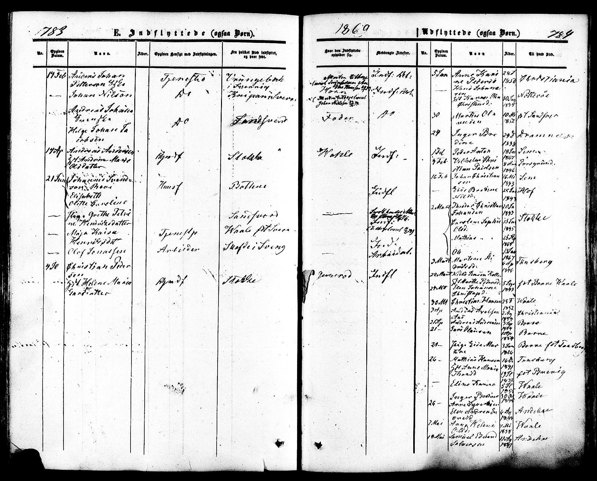 Ramnes kirkebøker, SAKO/A-314/F/Fa/L0006: Parish register (official) no. I 6, 1862-1877, p. 783-784