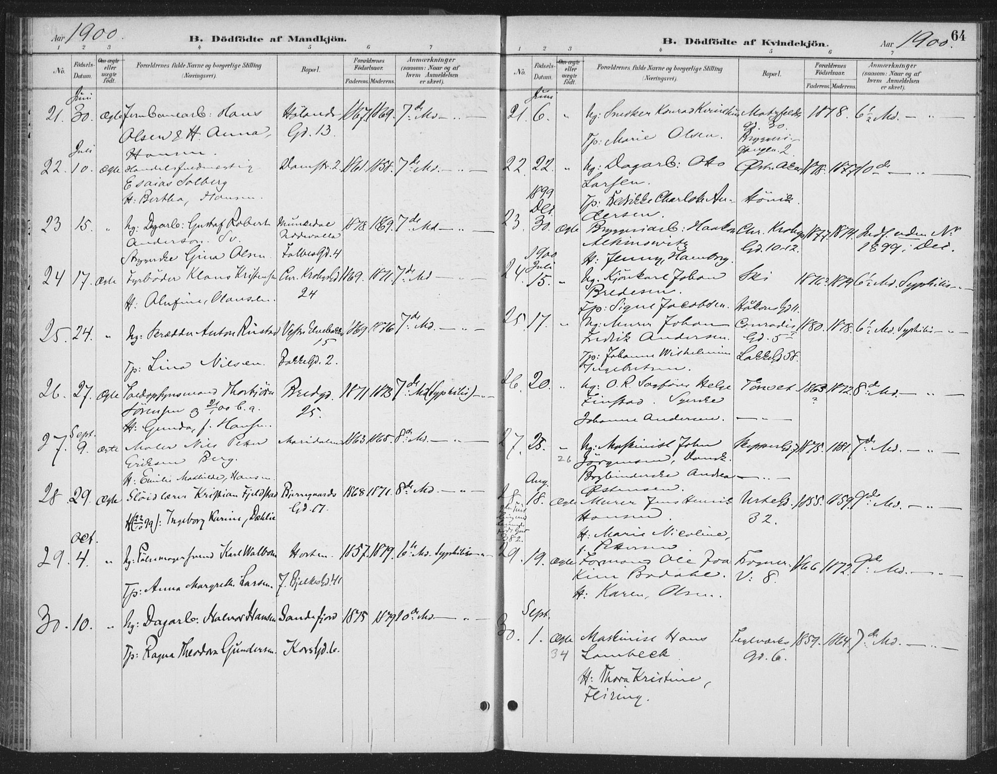 Rikshospitalet prestekontor Kirkebøker, AV/SAO-A-10309b/F/L0010: Parish register (official) no. 10, 1888-1912, p. 64