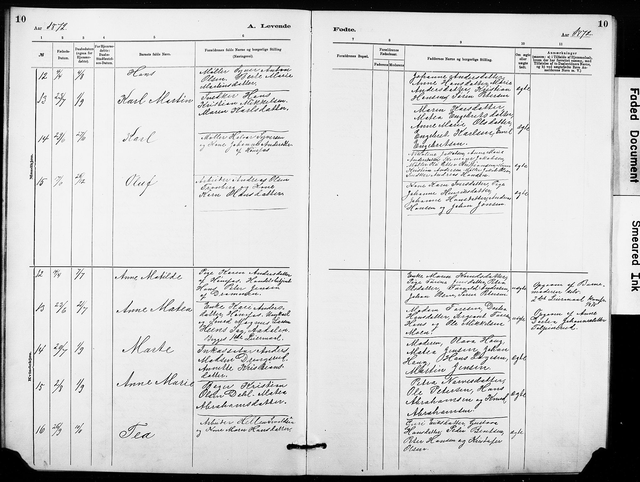 Hønefoss kirkebøker, AV/SAKO-A-609/G/Ga/L0001: Parish register (copy) no. 1, 1870-1887, p. 10