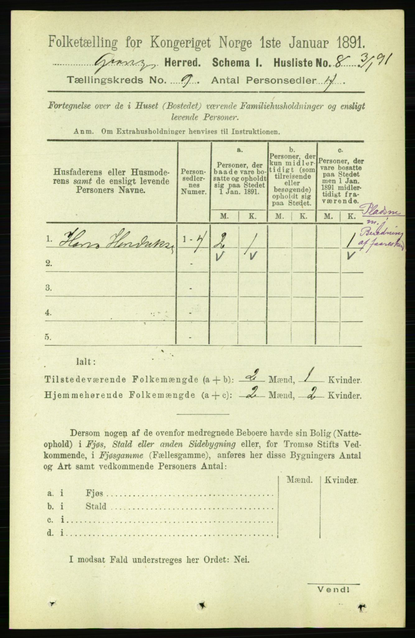 RA, 1891 census for 1742 Grong, 1891, p. 3076