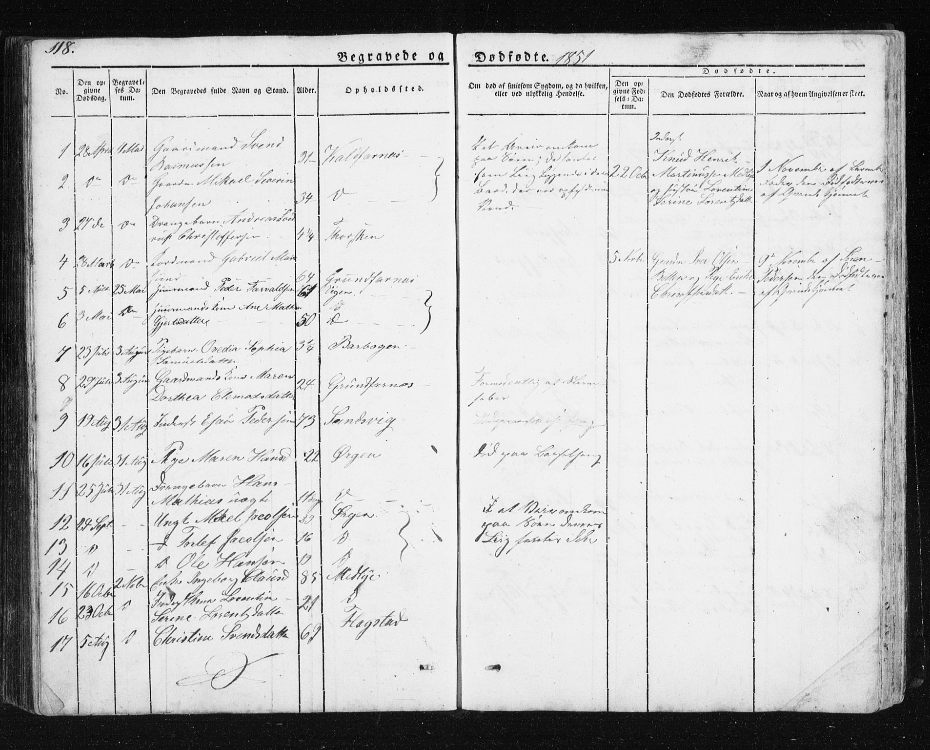 Berg sokneprestkontor, SATØ/S-1318/G/Ga/Gab/L0011klokker: Parish register (copy) no. 11, 1833-1878, p. 118