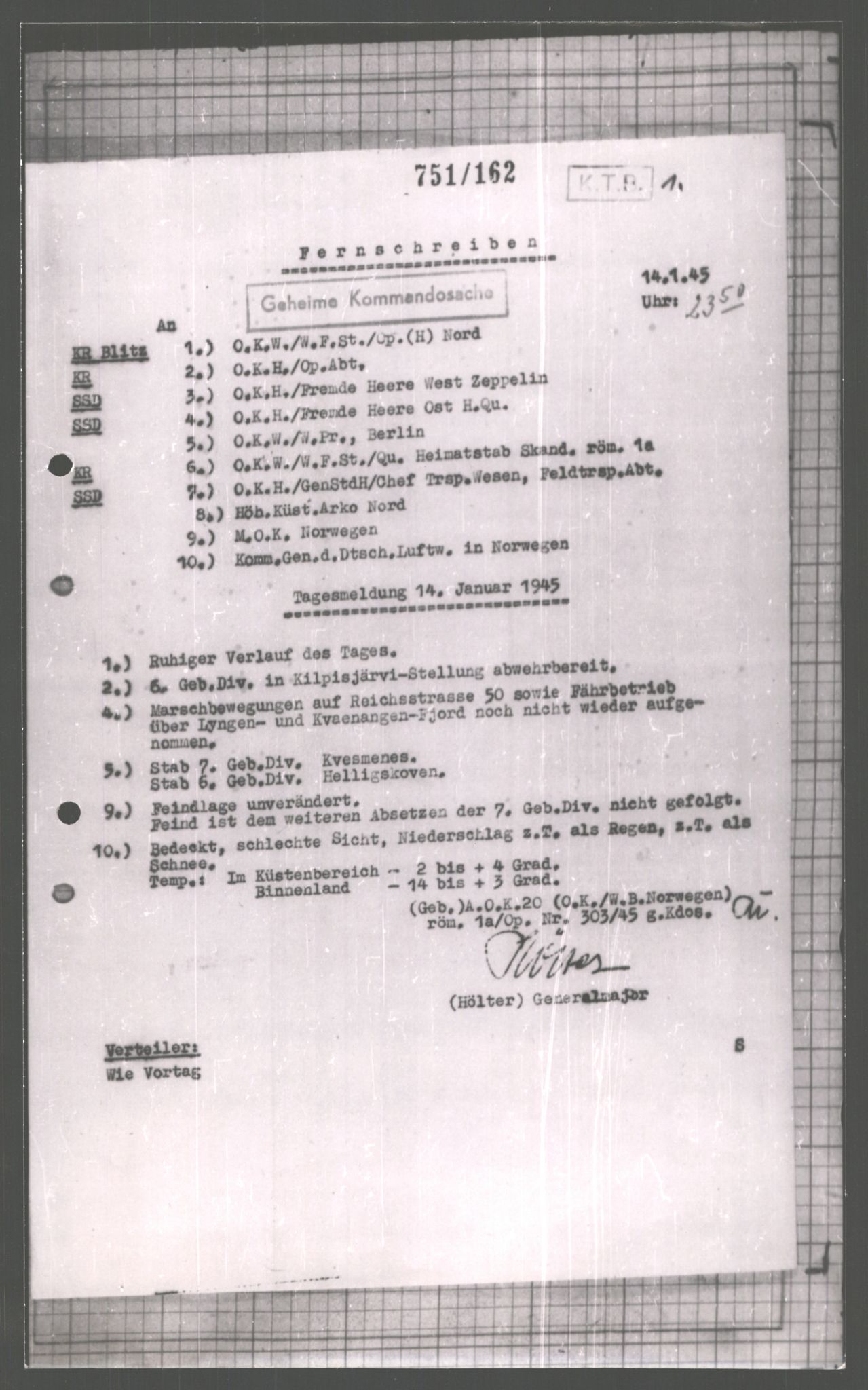 Forsvarets Overkommando. 2 kontor. Arkiv 11.4. Spredte tyske arkivsaker, AV/RA-RAFA-7031/D/Dar/Dara/L0002: Krigsdagbøker for 20. Gebirgs-Armee-Oberkommando (AOK 20), 1945, p. 22