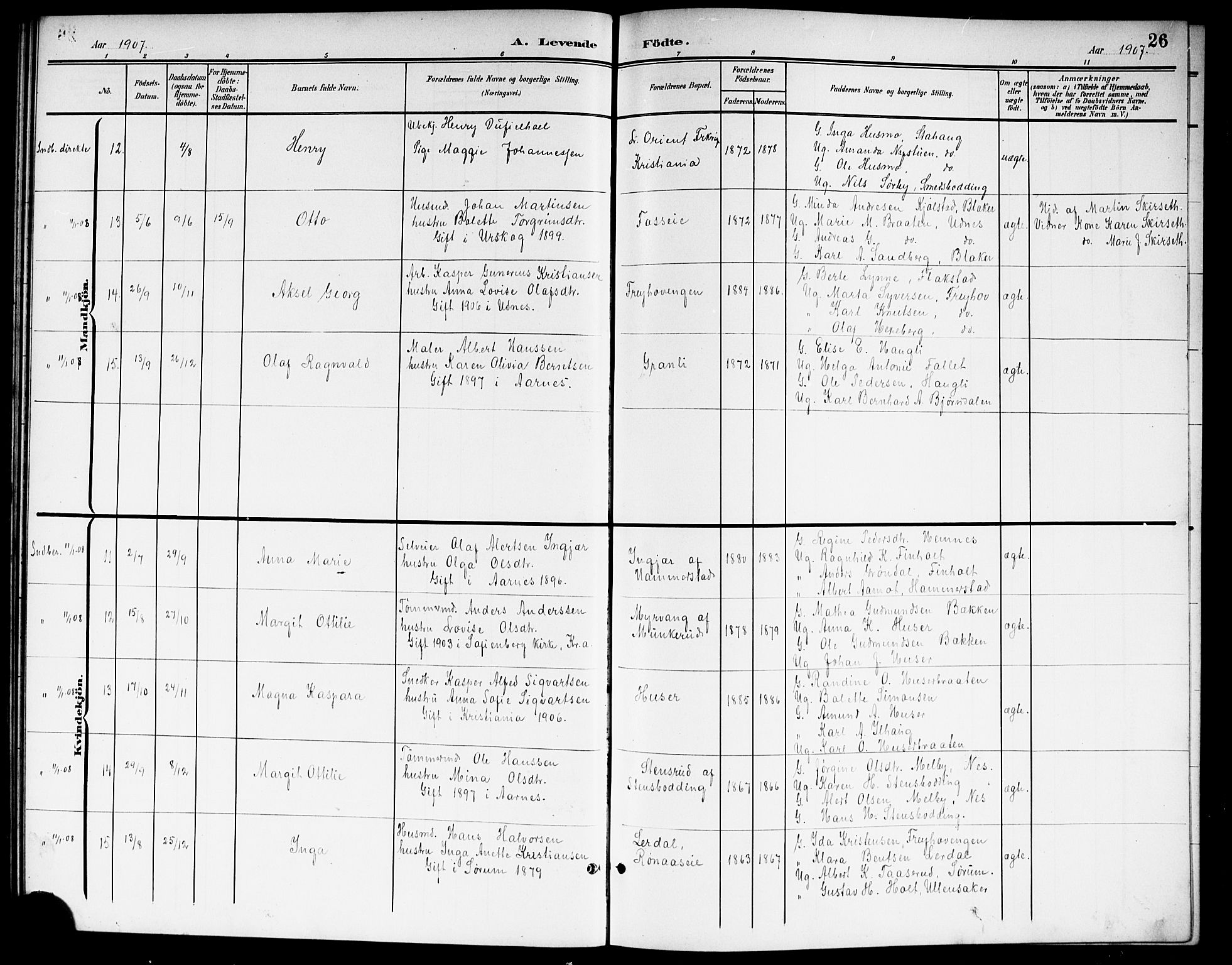 Nes prestekontor Kirkebøker, SAO/A-10410/G/Gb/L0001: Parish register (copy) no. II 1, 1901-1917, p. 26