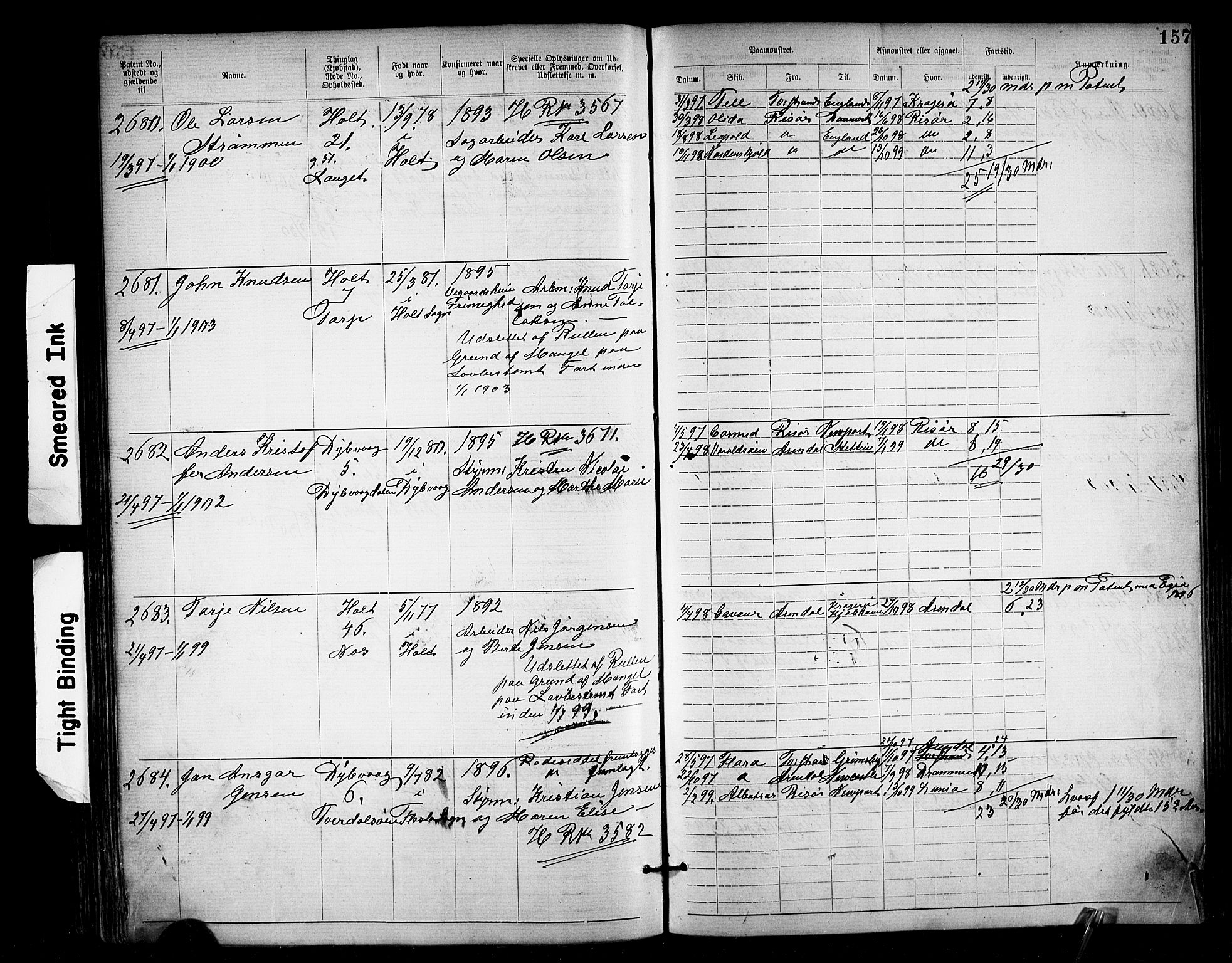 Tvedestrand mønstringskrets, SAK/2031-0011/F/Fa/L0004: Annotasjonsrulle nr 1906-3400 med register, U-26, 1887-1911, p. 178