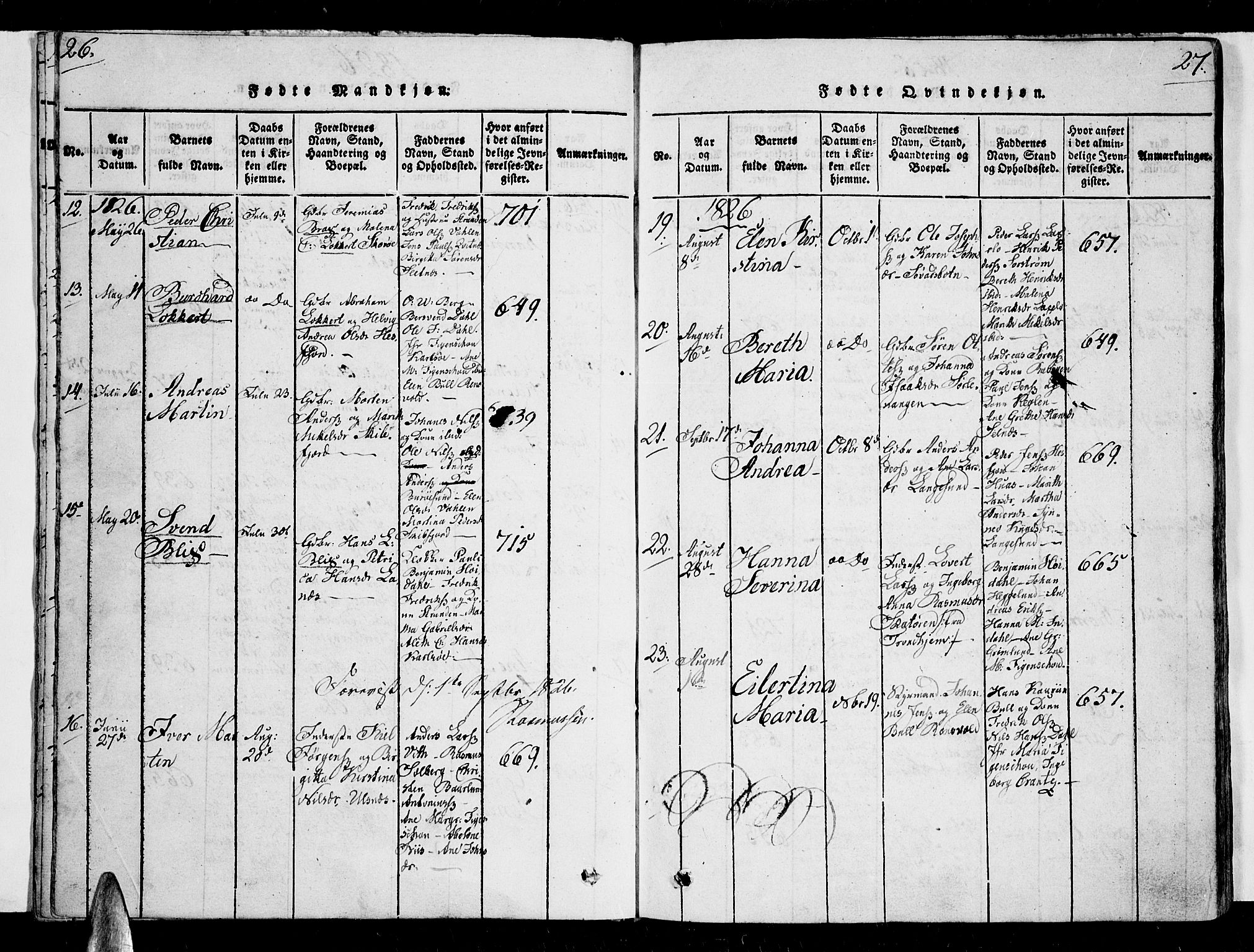 Karlsøy sokneprestembete, AV/SATØ-S-1299/H/Ha/Haa/L0002kirke: Parish register (official) no. 2, 1823-1842, p. 26-27