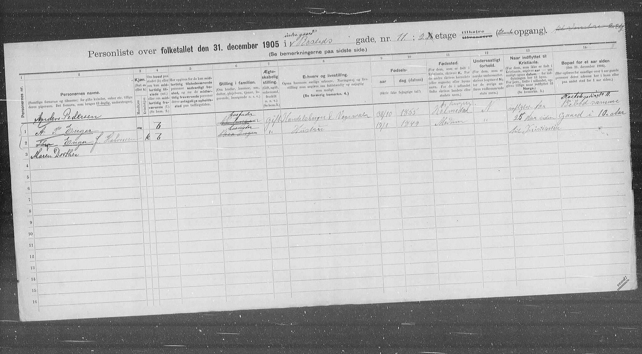 OBA, Municipal Census 1905 for Kristiania, 1905, p. 44557