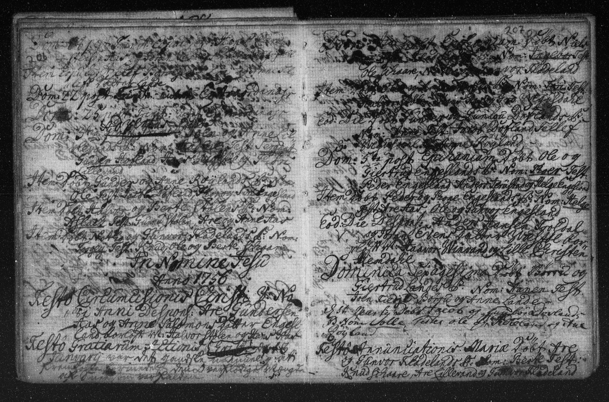 Herefoss sokneprestkontor, SAK/1111-0019/F/Fa/Fab/L0001: Parish register (official) no. A 1, 1704-1779, p. 206-207