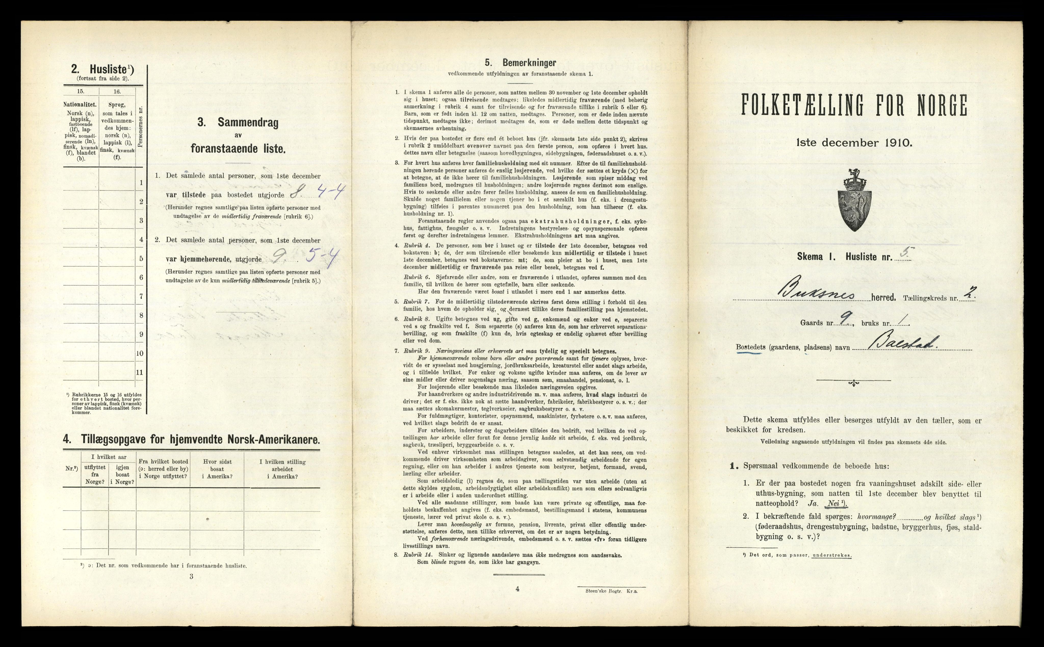 RA, 1910 census for Buksnes, 1910, p. 150