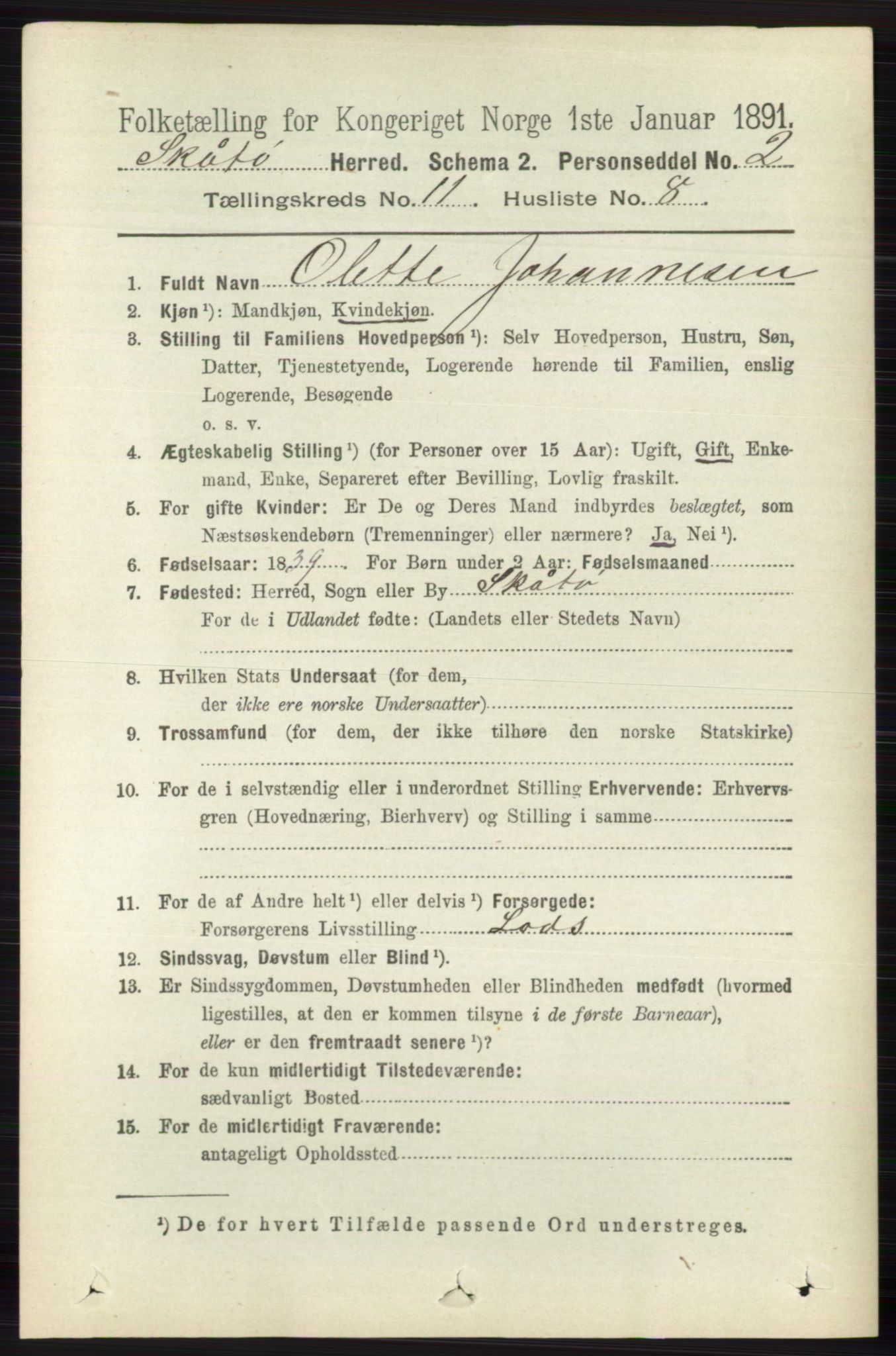 RA, 1891 census for 0815 Skåtøy, 1891, p. 4267