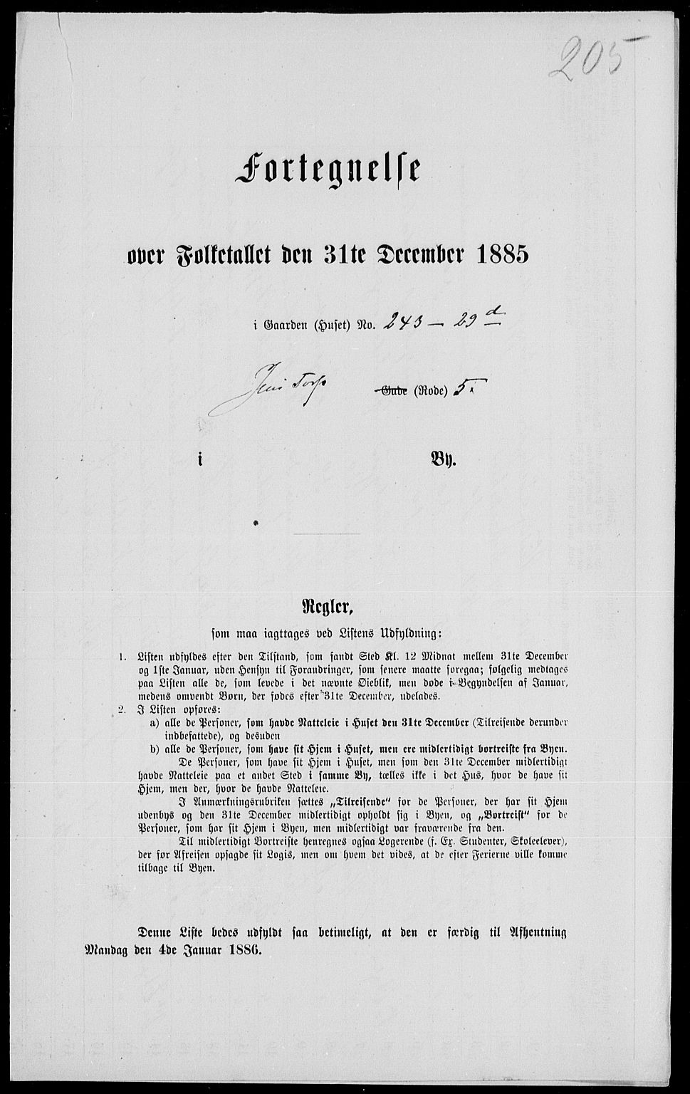 RA, 1885 census for 0101 Fredrikshald, 1885, p. 445