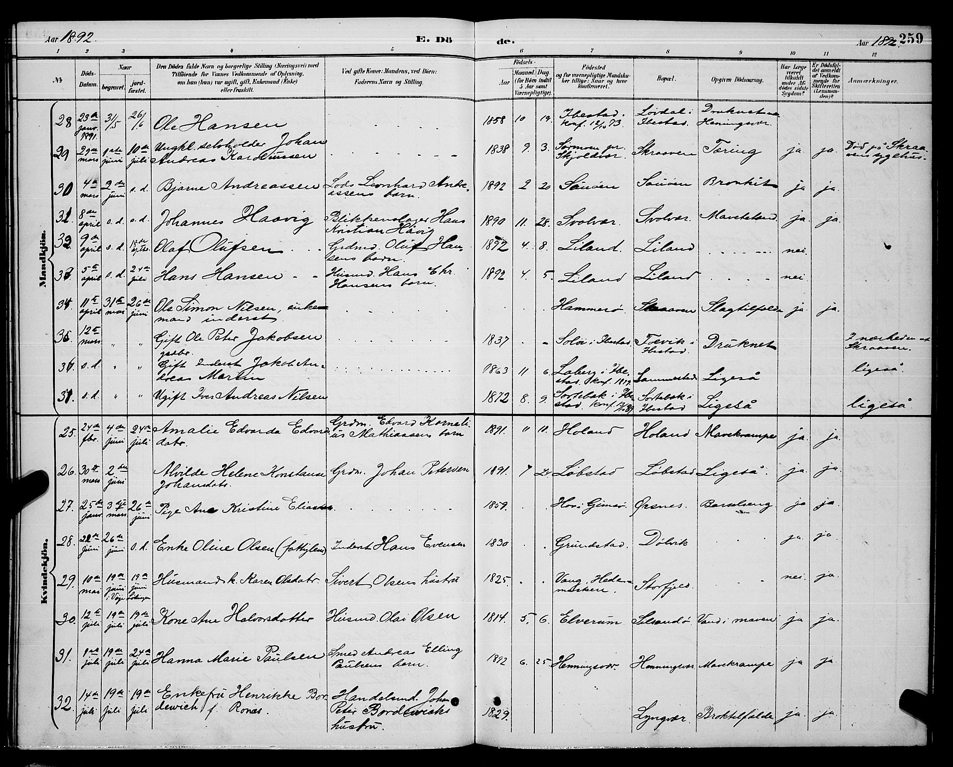 Ministerialprotokoller, klokkerbøker og fødselsregistre - Nordland, AV/SAT-A-1459/874/L1077: Parish register (copy) no. 874C06, 1891-1900, p. 259