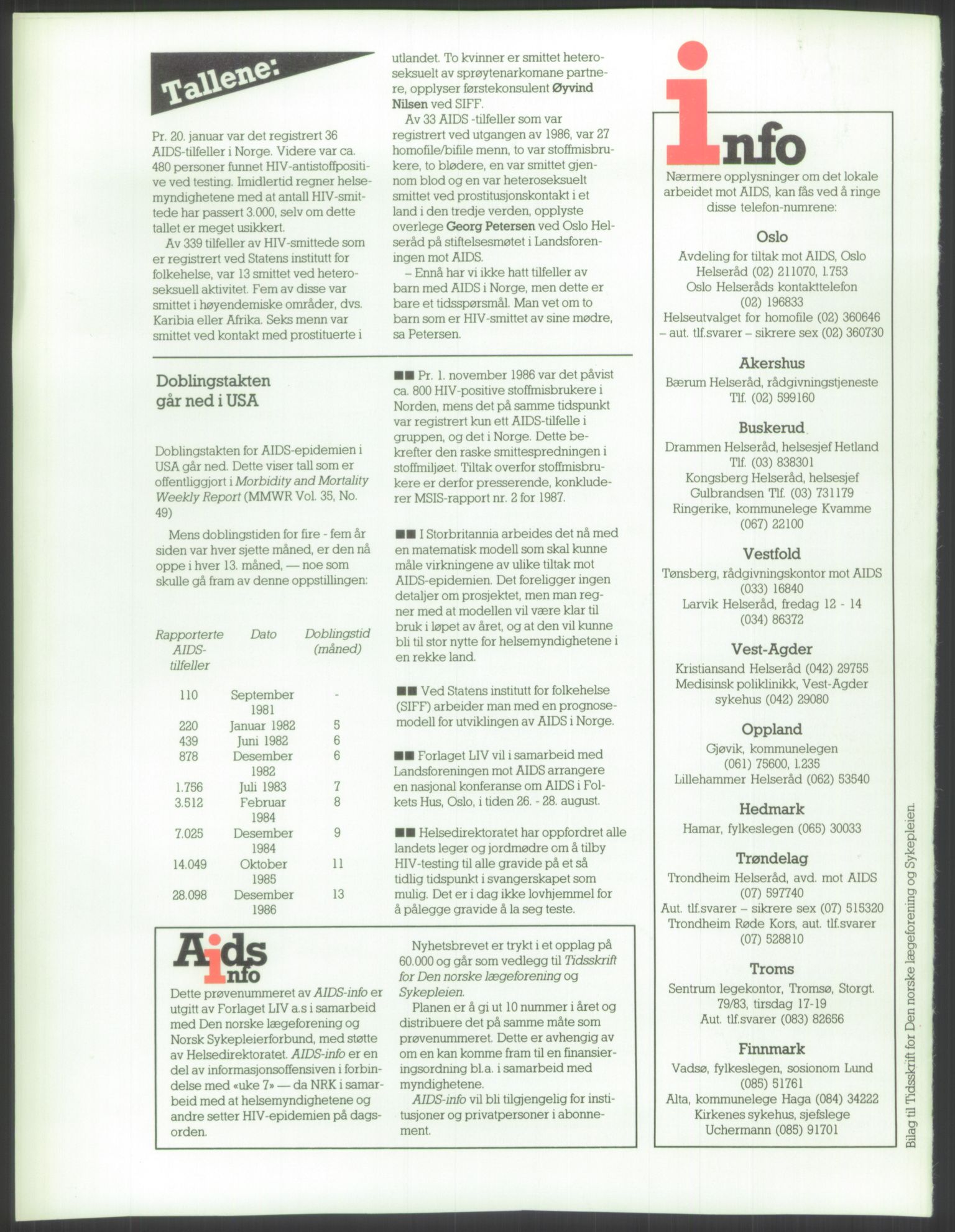 Sosialdepartementet, Administrasjons-, trygde-, plan- og helseavdelingen, AV/RA-S-6179/D/L2240/0003: -- / 619 Diverse. HIV/AIDS, 1986-1987, p. 60