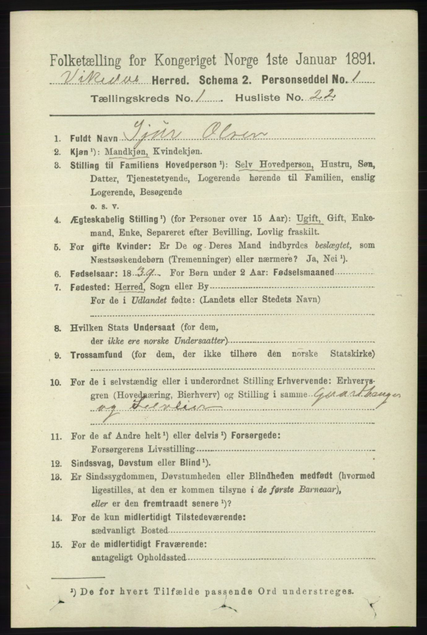 RA, 1891 census for 1157 Vikedal, 1891, p. 176