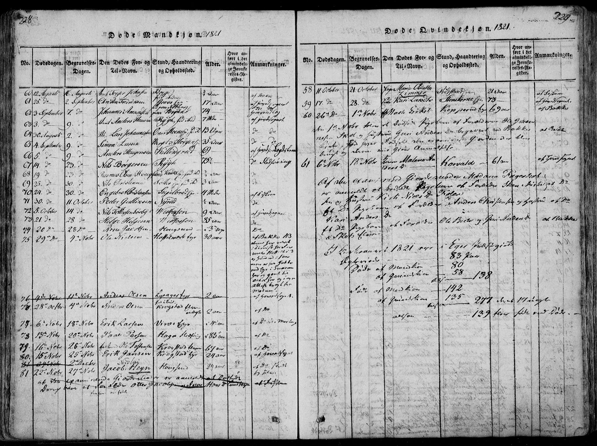 Eiker kirkebøker, AV/SAKO-A-4/F/Fa/L0011: Parish register (official) no. I 11, 1814-1827, p. 228-229