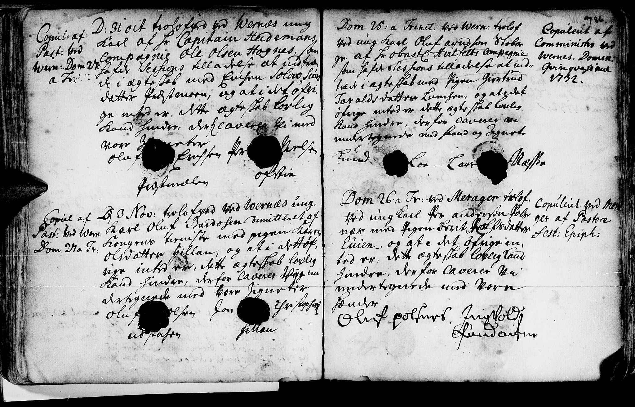 Ministerialprotokoller, klokkerbøker og fødselsregistre - Nord-Trøndelag, SAT/A-1458/709/L0055: Parish register (official) no. 709A03, 1730-1739, p. 785-786
