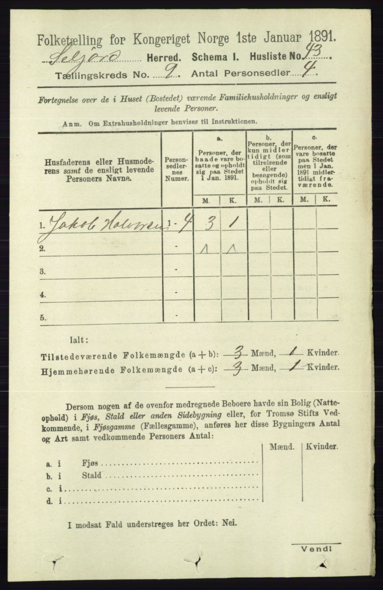 RA, 1891 census for 0828 Seljord, 1891, p. 3167