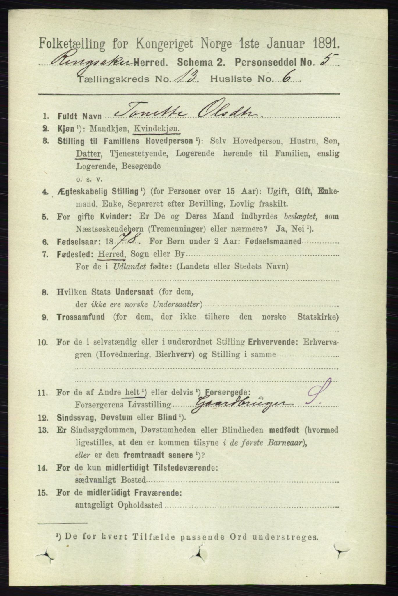 RA, 1891 census for 0412 Ringsaker, 1891, p. 7241