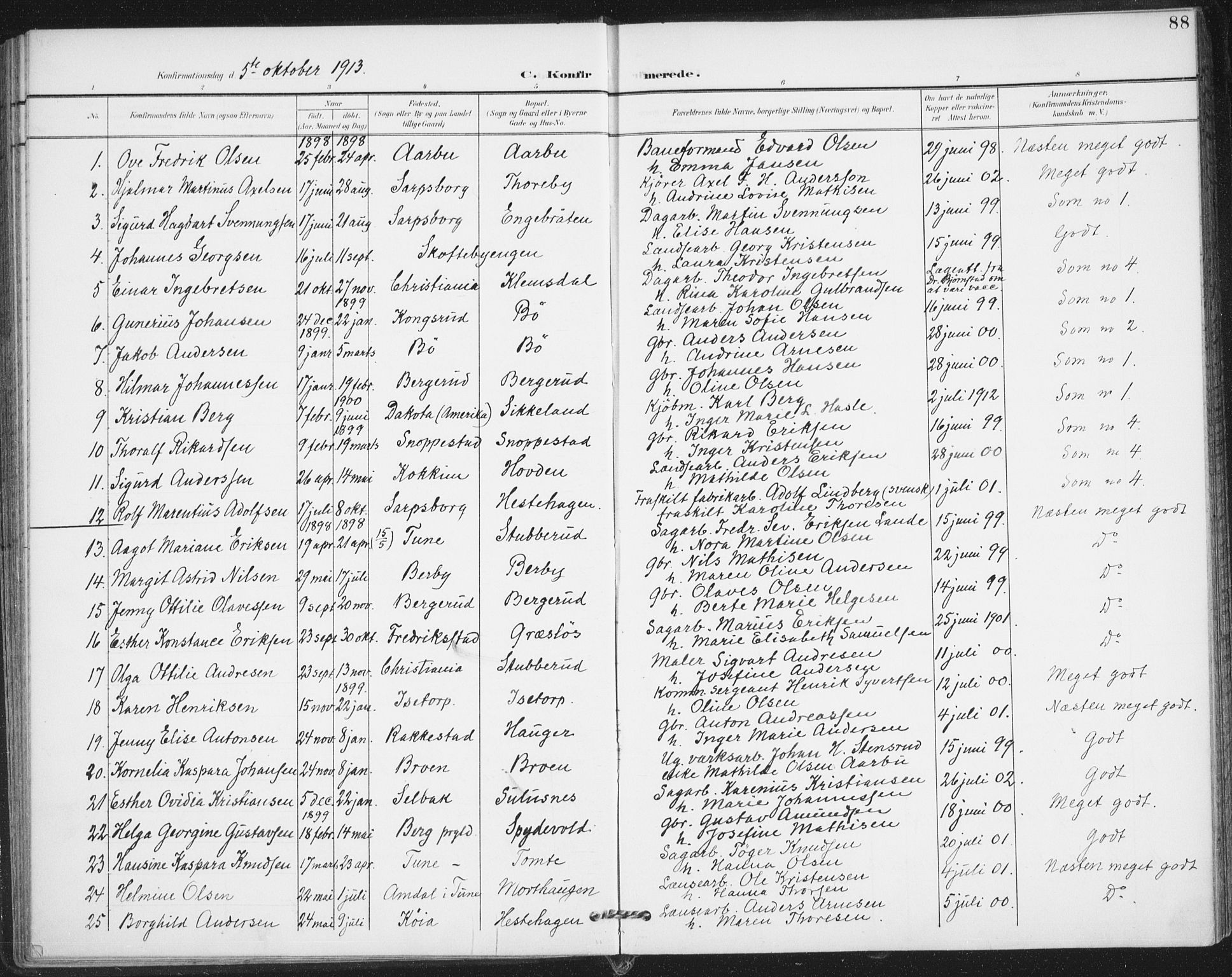 Varteig prestekontor Kirkebøker, SAO/A-10447a/F/Fa/L0003: Parish register (official) no. 3, 1899-1919, p. 88