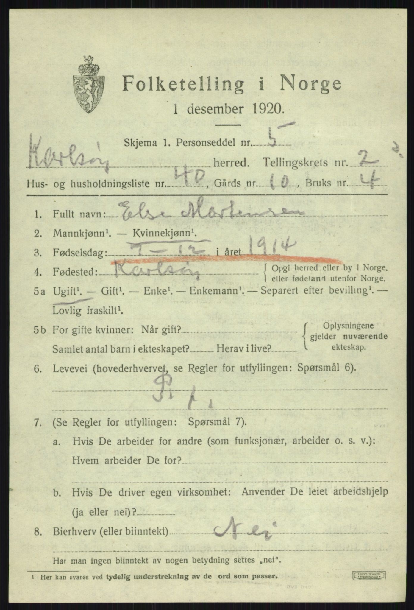 SATØ, 1920 census for Karlsøy, 1920, p. 1727