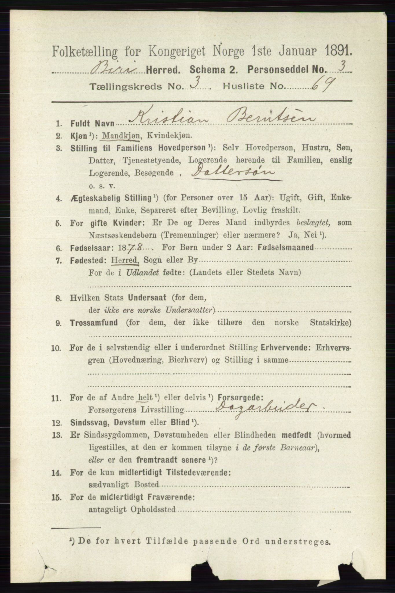 RA, 1891 census for 0525 Biri, 1891, p. 1315