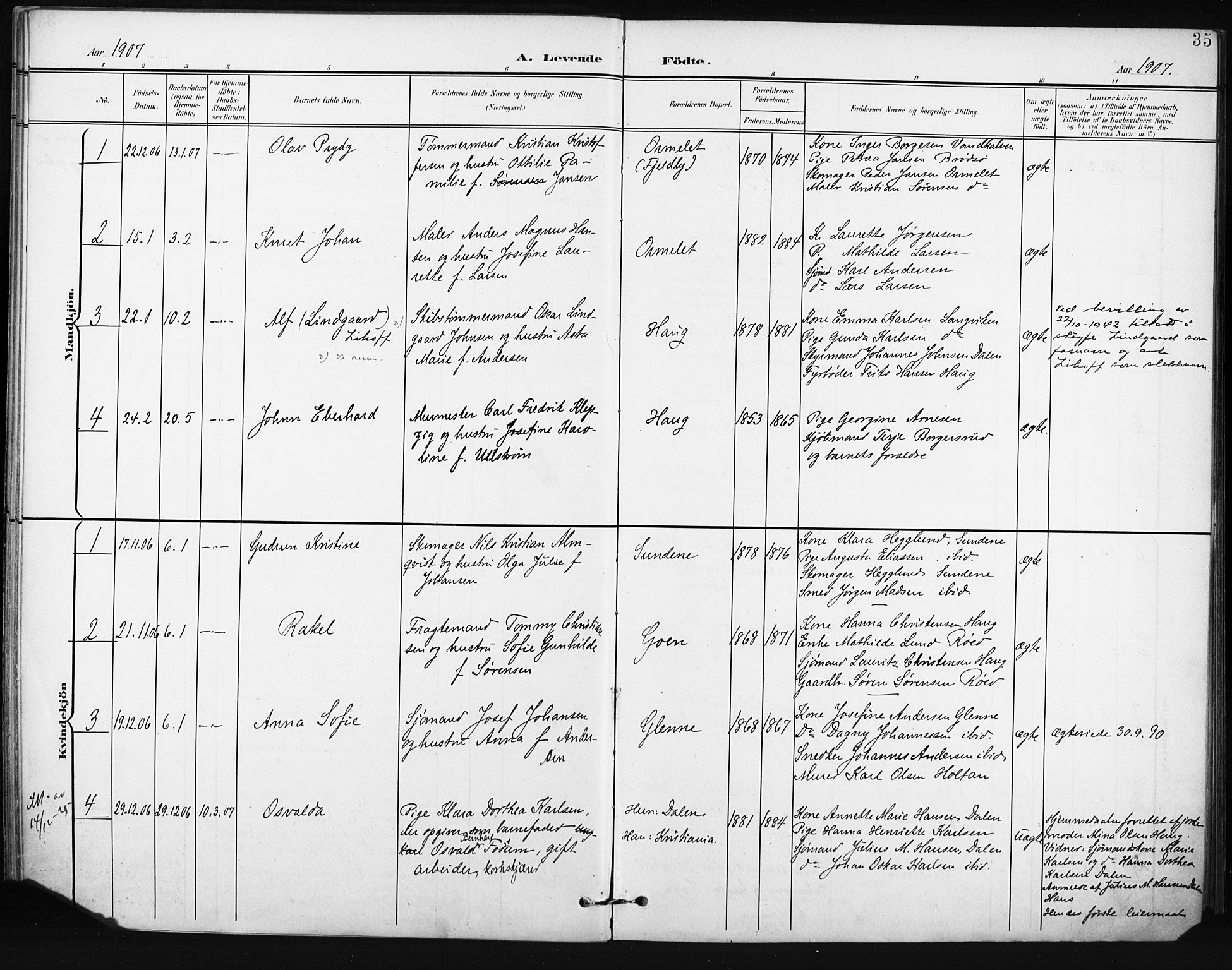 Tjøme kirkebøker, AV/SAKO-A-328/F/Fa/L0005: Parish register (official) no. I 5, 1901-1909, p. 35