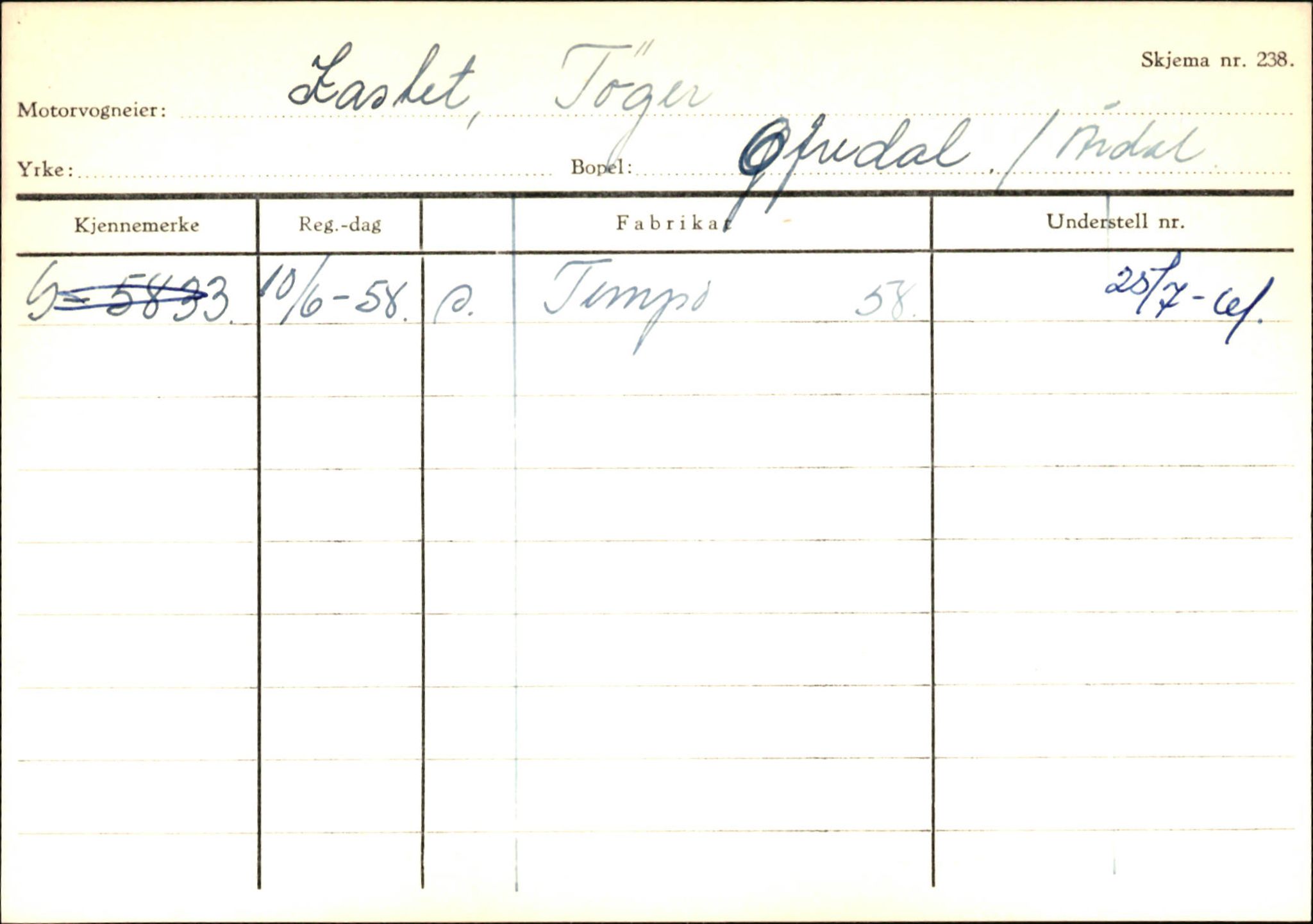 Statens vegvesen, Sogn og Fjordane vegkontor, SAB/A-5301/4/F/L0145: Registerkort Vågsøy S-Å. Årdal I-P, 1945-1975, p. 1088