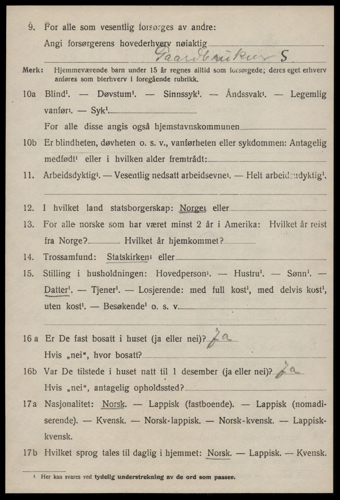 SAT, 1920 census for Malvik, 1920, p. 2579