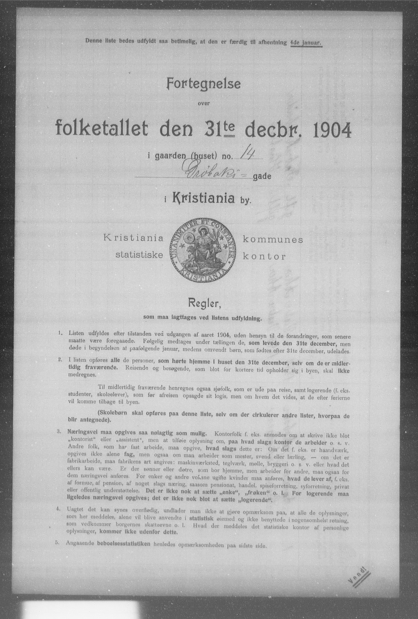 OBA, Municipal Census 1904 for Kristiania, 1904, p. 3563