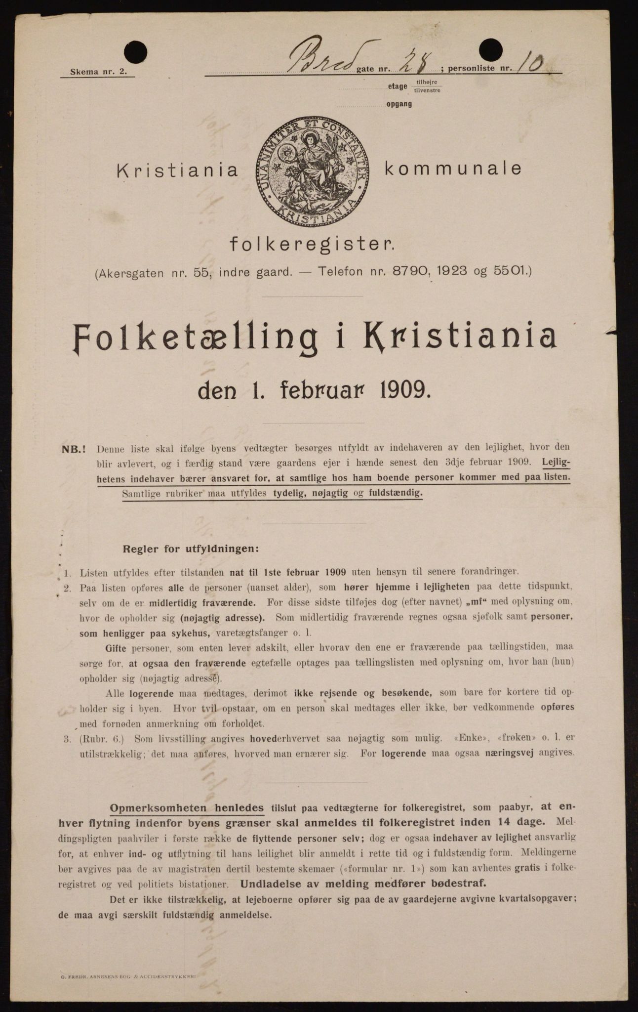 OBA, Municipal Census 1909 for Kristiania, 1909, p. 8085