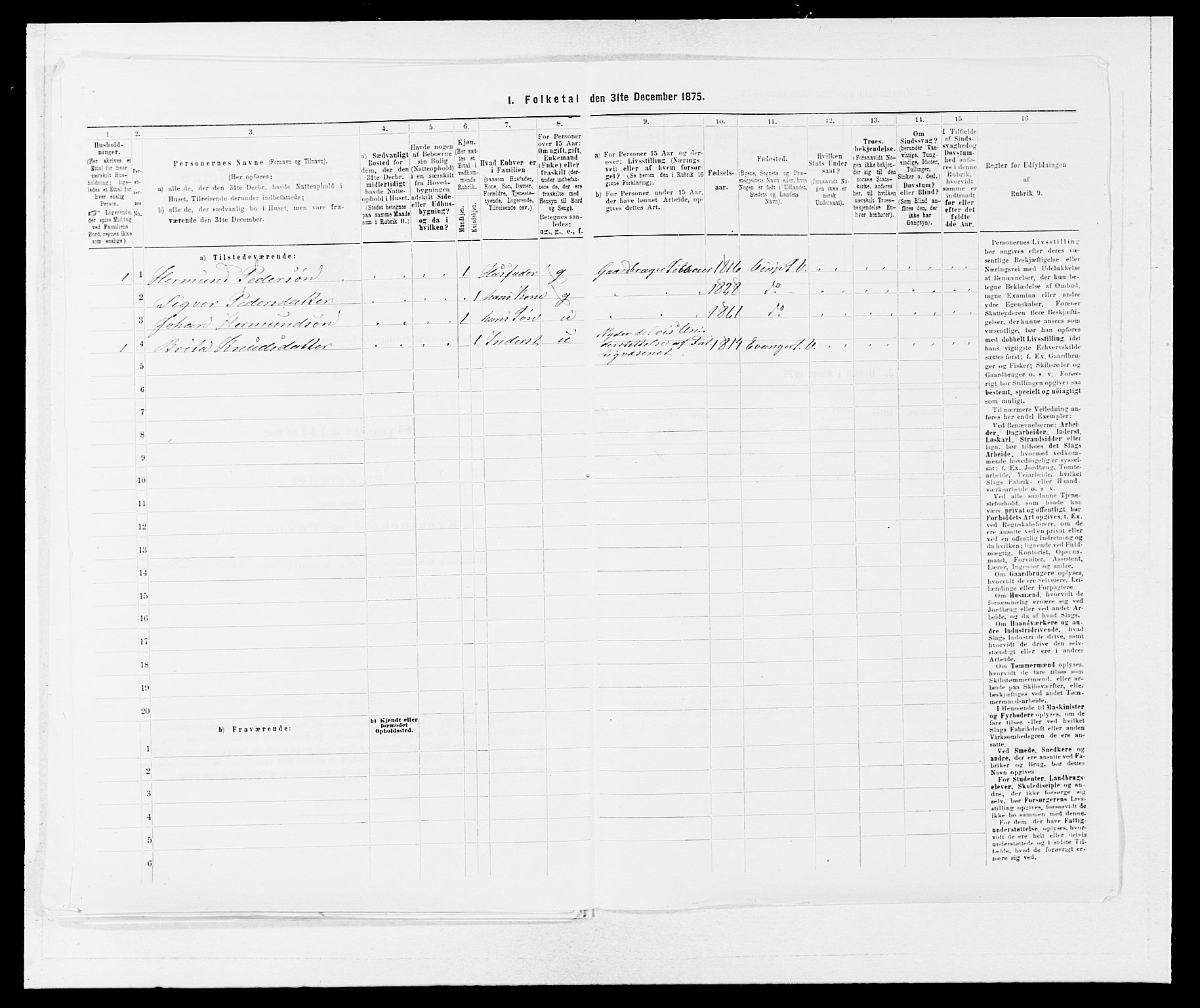 SAB, 1875 census for 1236P Vossestrand, 1875, p. 396