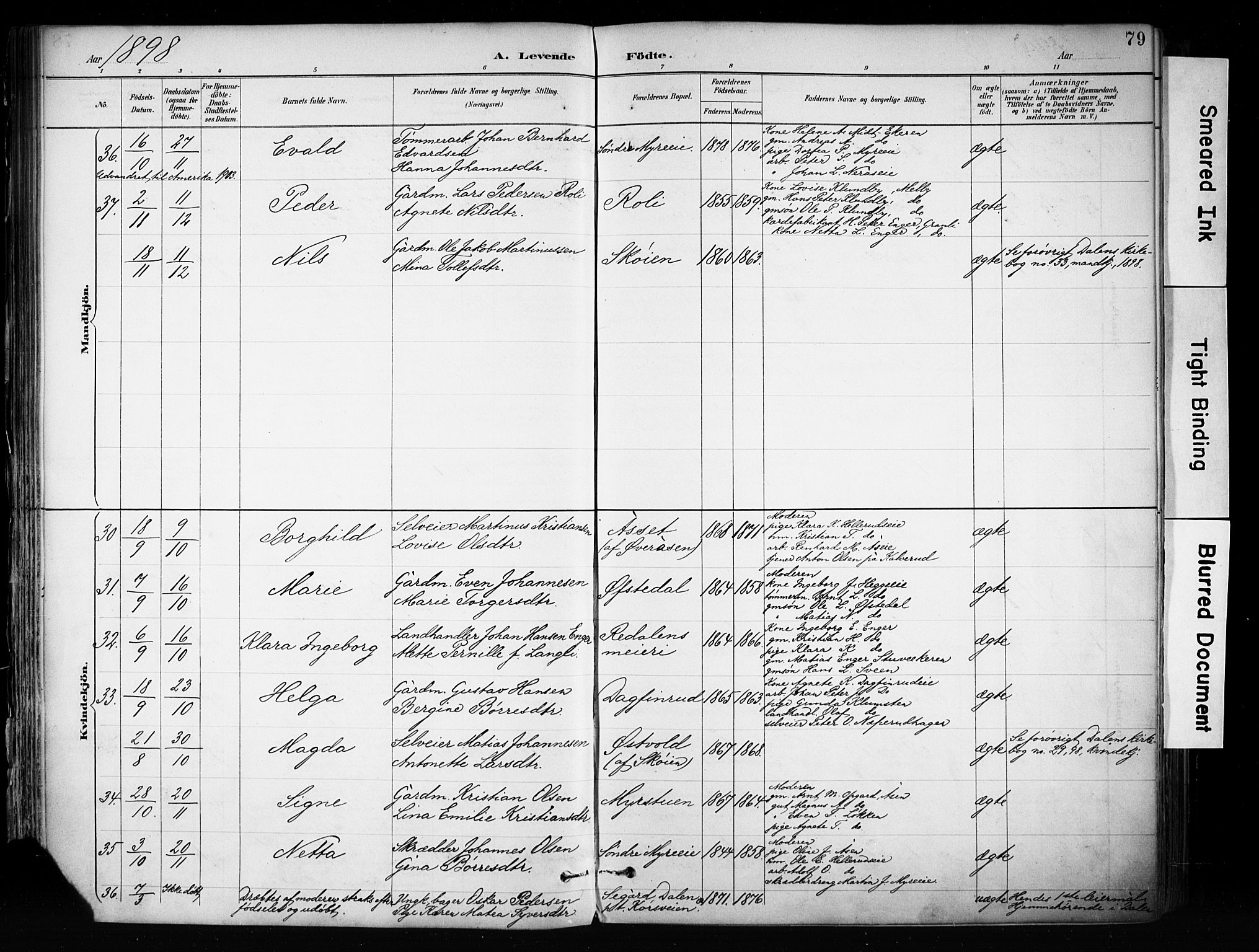 Biri prestekontor, SAH/PREST-096/H/Ha/Haa/L0009: Parish register (official) no. 9, 1887-1900, p. 79