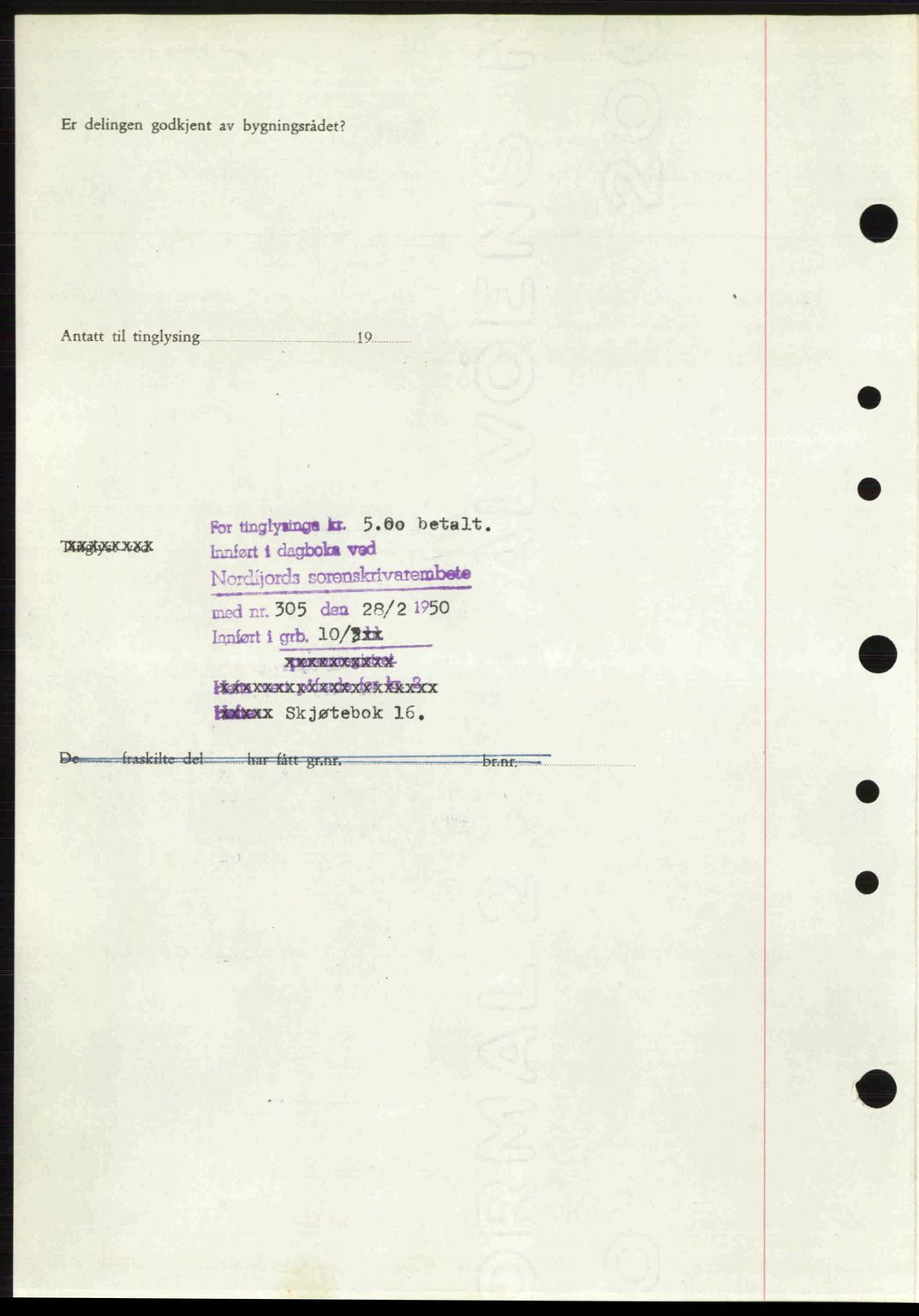 Nordfjord sorenskriveri, SAB/A-2801/02/02b/02bj/L0016a: Mortgage book no. A16 I, 1949-1950, Diary no: : 305/1950